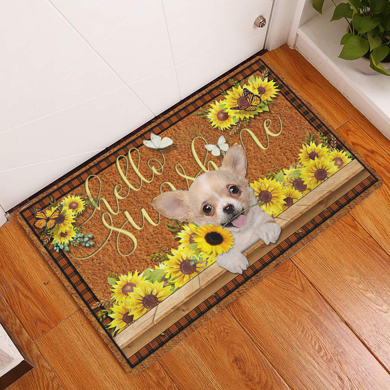 Ohaprints-Doormat-Outdoor-Indoor-Chihuahua-Dog-Hello-Sunflower-Butterfly-Rubber-Door-Mat-1784-