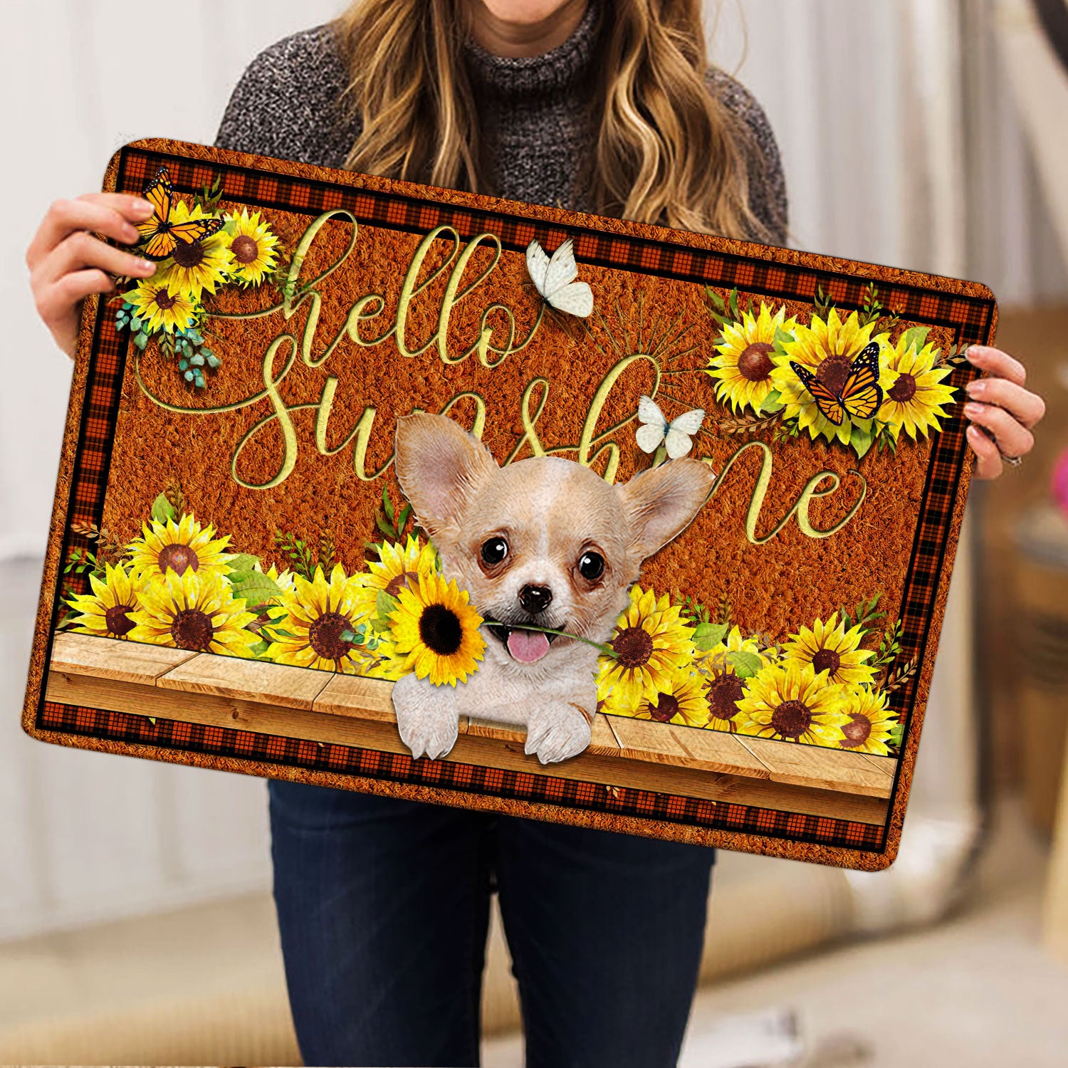 Ohaprints-Doormat-Outdoor-Indoor-Chihuahua-Dog-Hello-Sunflower-Butterfly-Rubber-Door-Mat-1784-