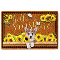 Ohaprints-Doormat-Outdoor-Indoor-Corgi-Dog-Hello-Sunflower-Butterfly-Rubber-Door-Mat-1786-18'' x 30''