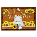 Ohaprints-Doormat-Outdoor-Indoor-Samoyed-Dog-Hello-Sunflower-Butterfly-Rubber-Door-Mat-1788-18'' x 30''