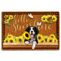 Ohaprints-Doormat-Outdoor-Indoor-St-Bernard-Dog-Hello-Sunflower-Butterfly-Rubber-Door-Mat-1789-18'' x 30''