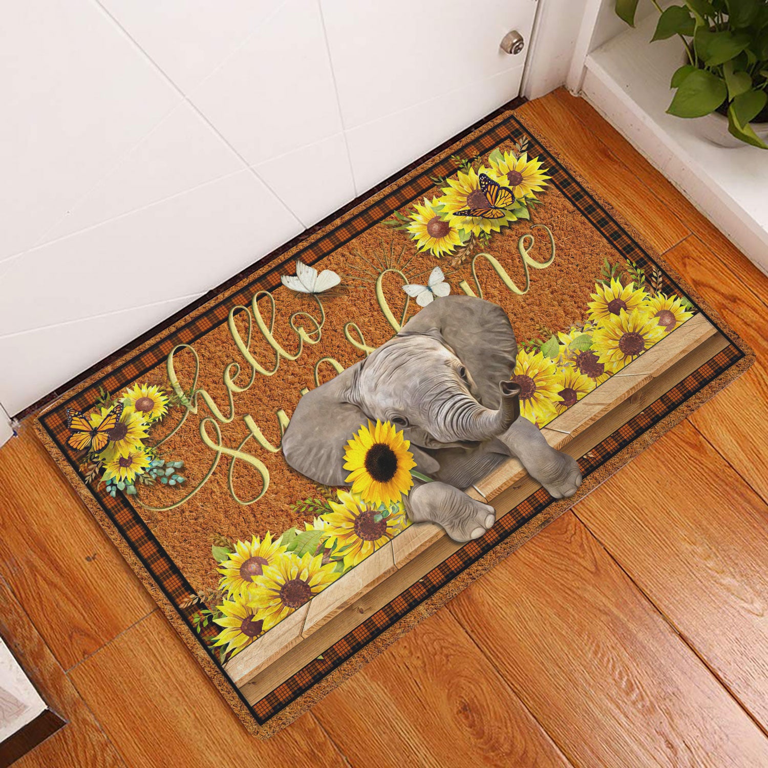 Ohaprints-Doormat-Outdoor-Indoor-Elephant-Hello-Sunflower-Butterfly-Rubber-Door-Mat-1790-