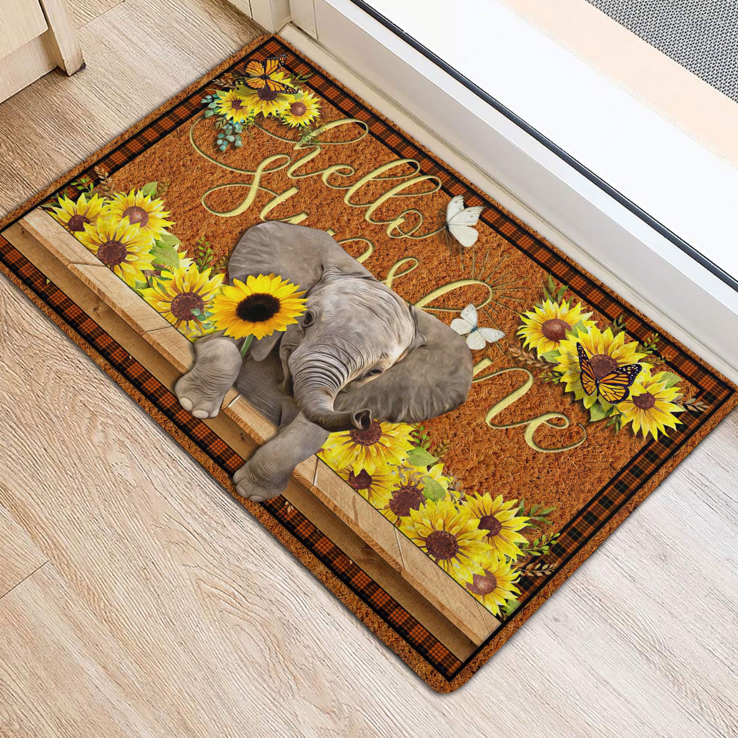 Ohaprints-Doormat-Outdoor-Indoor-Elephant-Hello-Sunflower-Butterfly-Rubber-Door-Mat-1790-