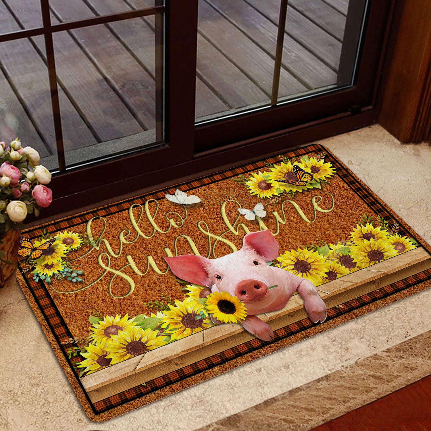 Ohaprints-Doormat-Outdoor-Indoor-Pig-Hello-Sunflower-Butterfly-Rubber-Door-Mat-1791-