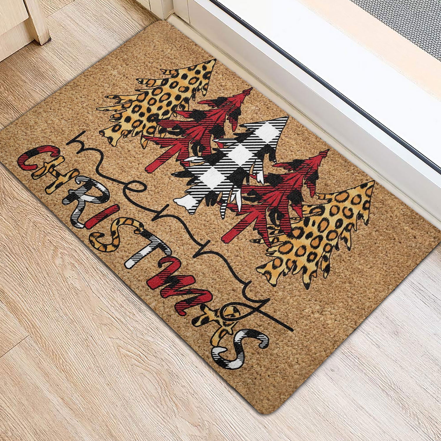 Ohaprints-Doormat-Outdoor-Indoor-Pine-Tree-Merry-Christmas-Holiday-Season-Red-Plaid-Pattern-Rubber-Door-Mat-1803-