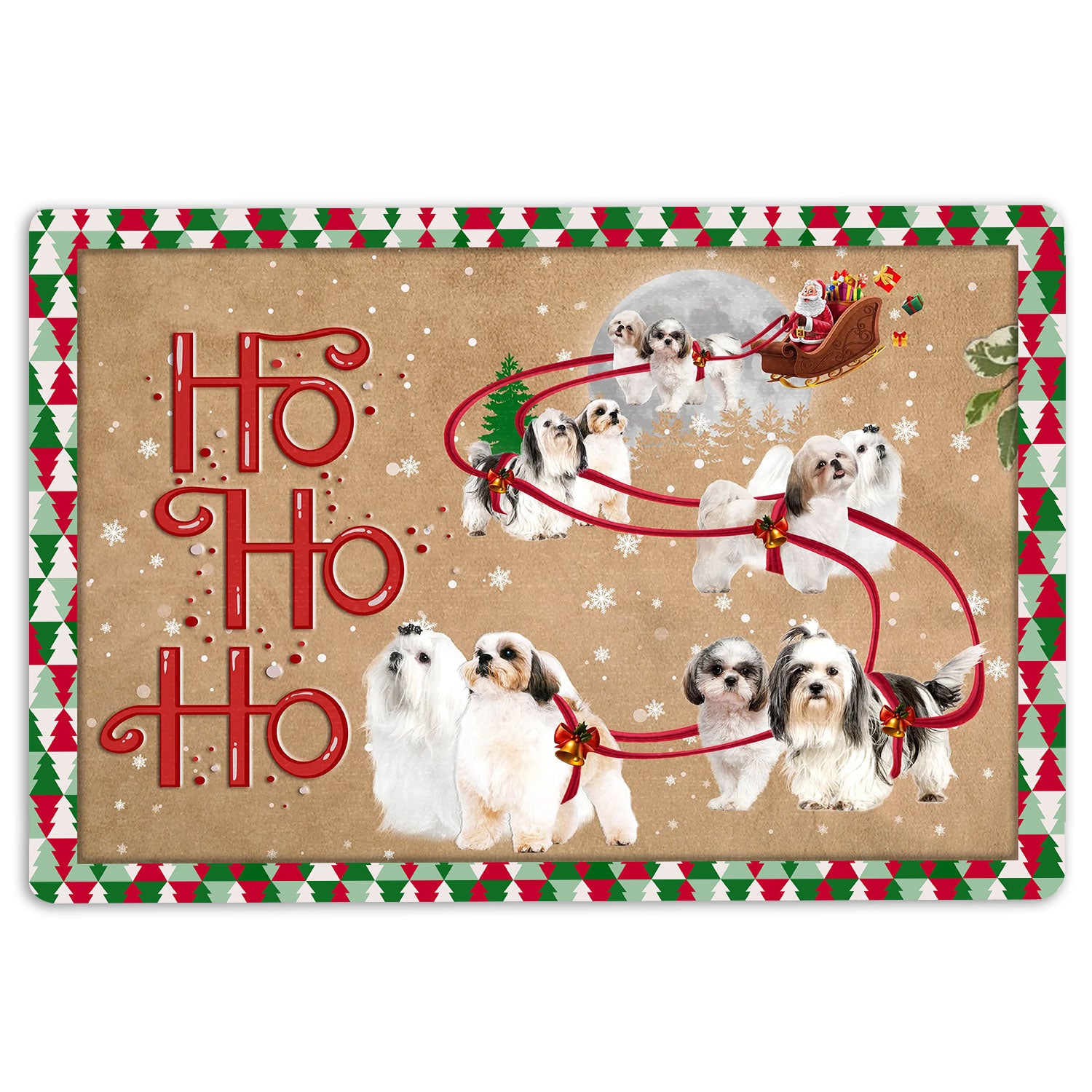 Ohaprints-Doormat-Outdoor-Indoor-Shih-Tzu-Shitzu-Santa-Claus-Hohoho-Christmas-Snow-Rubber-Door-Mat-1804-18'' x 30''