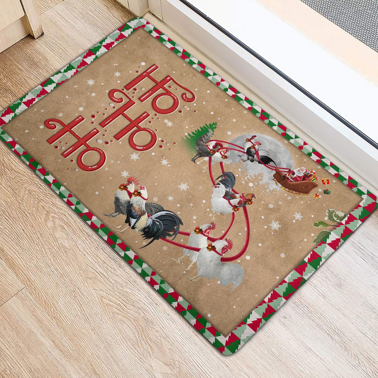 Ohaprints-Doormat-Outdoor-Indoor-Chicken-Santa-Claus-Hohoho-Christmas-Snow-Rubber-Door-Mat-1805-