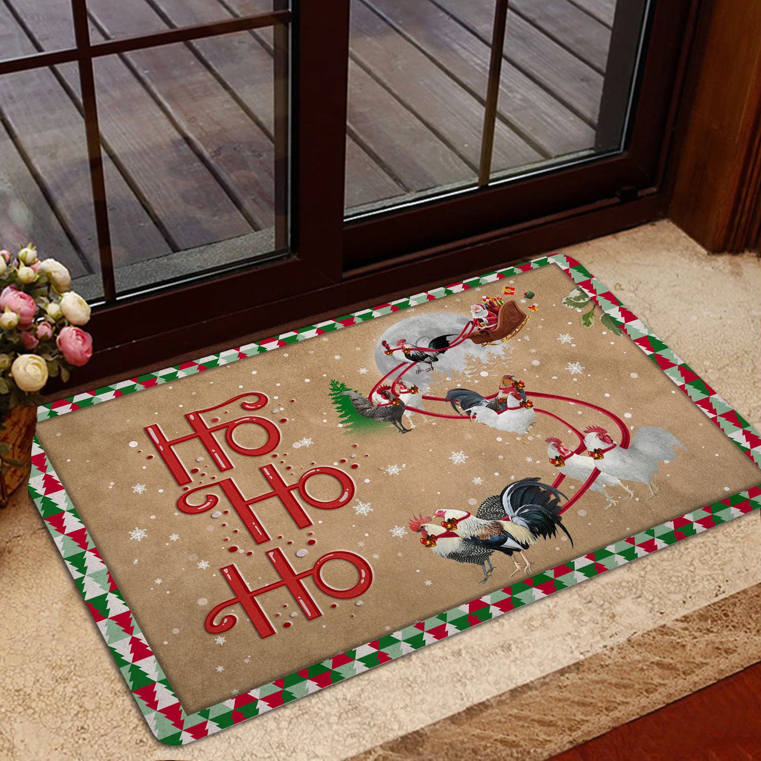 Ohaprints-Doormat-Outdoor-Indoor-Chicken-Santa-Claus-Hohoho-Christmas-Snow-Rubber-Door-Mat-1805-