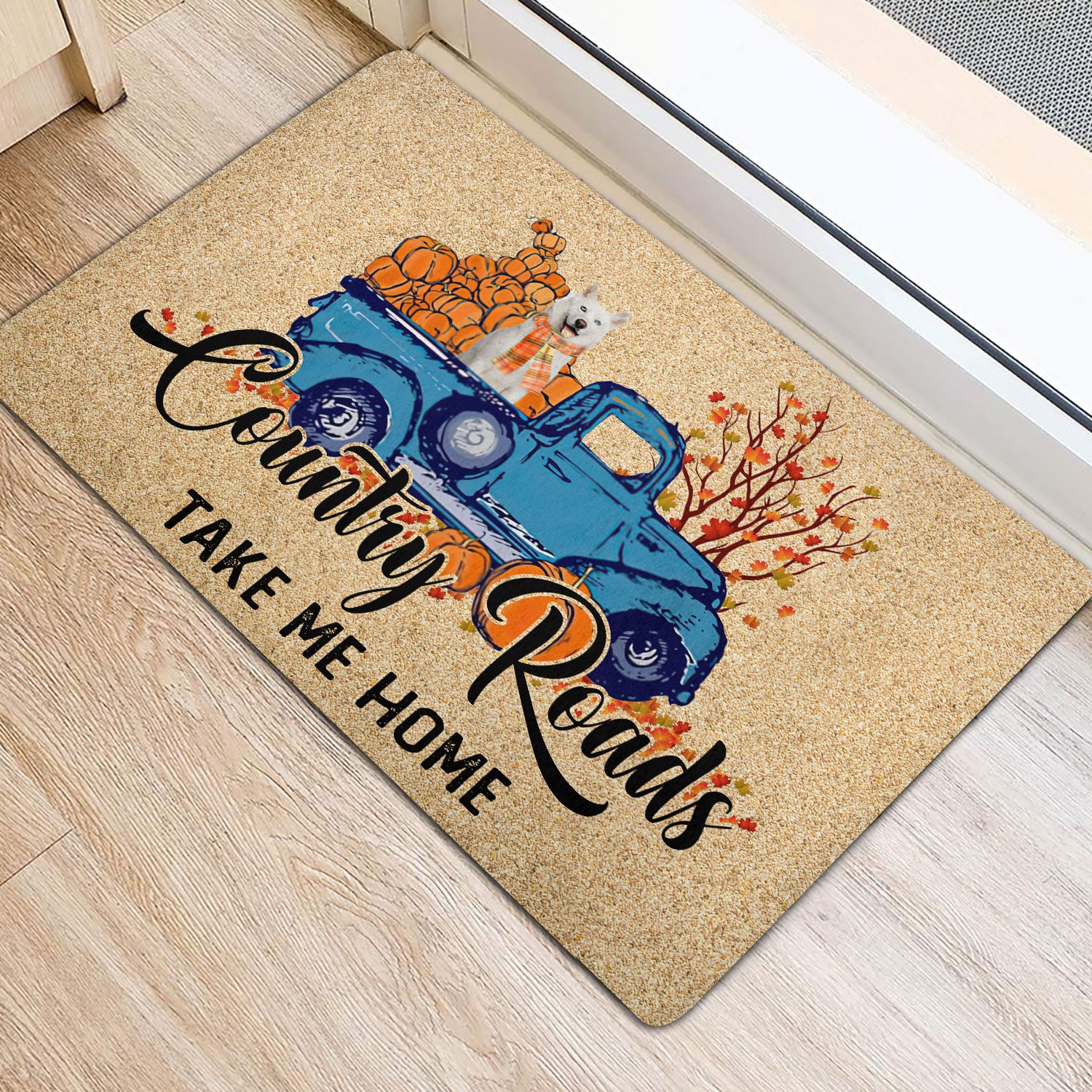 Ohaprints-Doormat-Outdoor-Indoor-Siberian-Husky-Dog-Country-Road-Take-Me-Home-Fall-Pumpkins-Rubber-Door-Mat-1828-