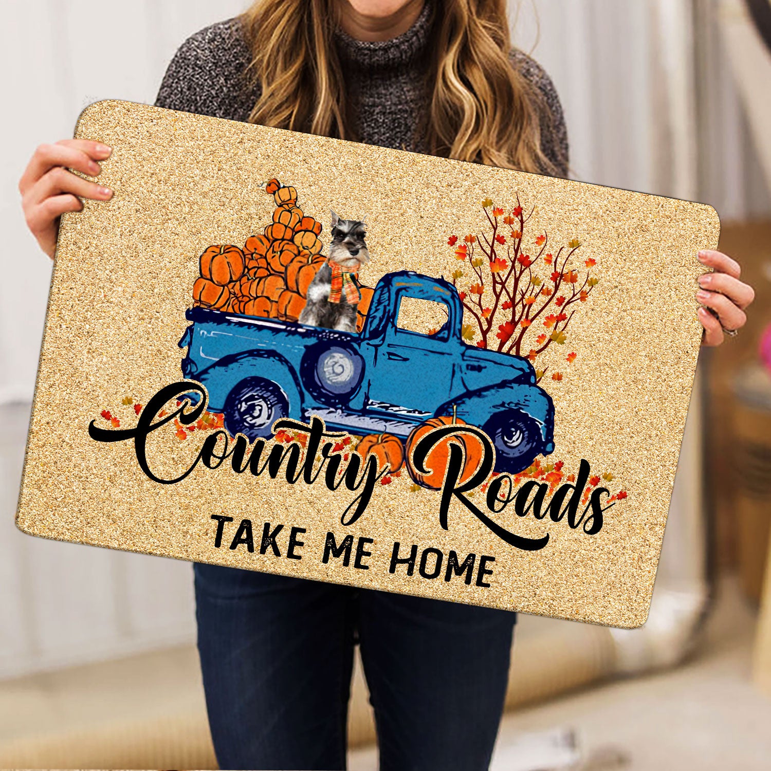 Ohaprints-Doormat-Outdoor-Indoor-Miniature-Schnauzer-Dog-Country-Road-Take-Me-Home-Fall-Pumpkins-Rubber-Door-Mat-1839-