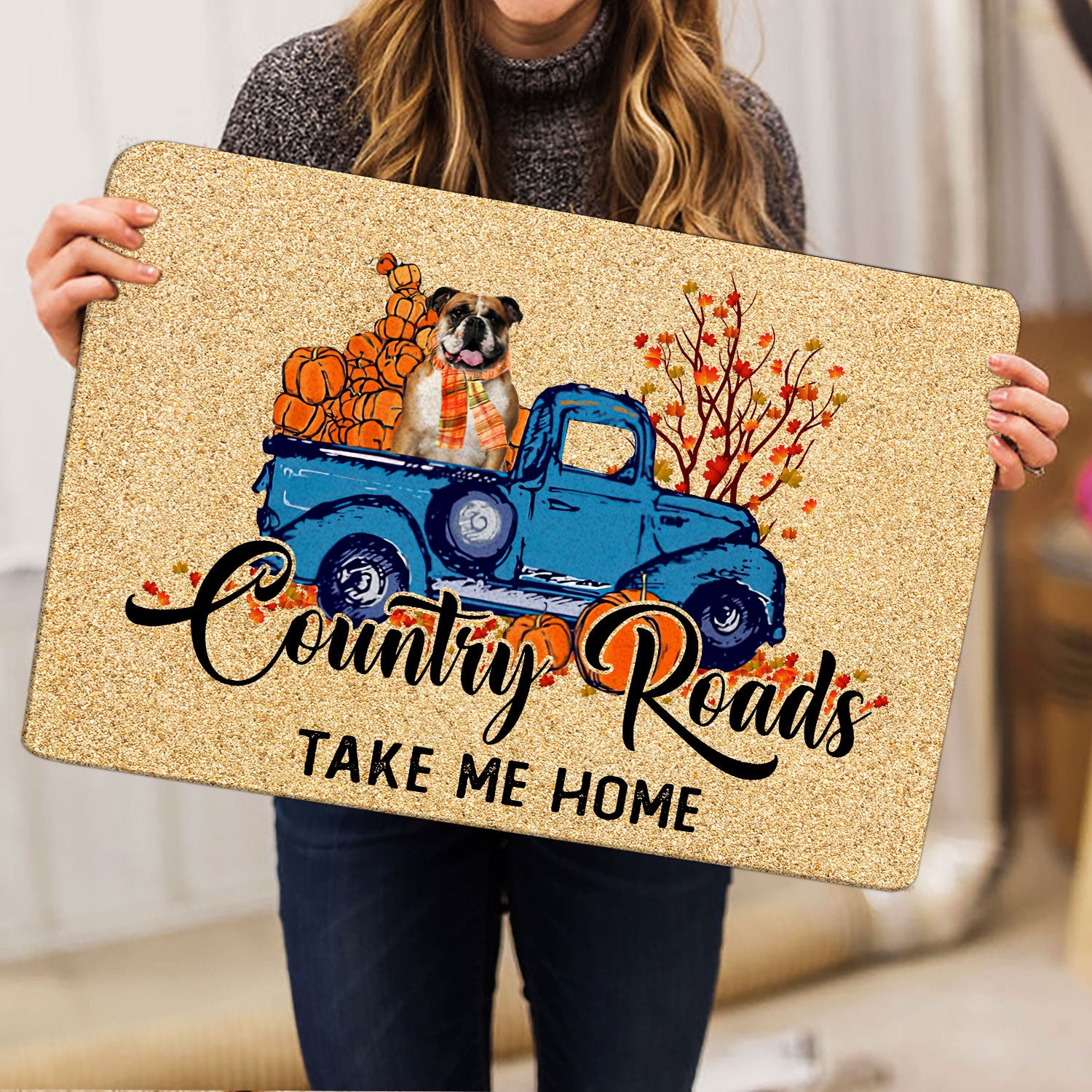 Ohaprints-Doormat-Outdoor-Indoor-Bulldog-Country-Road-Take-Me-Home-Fall-Pumpkins-Autumn-Rubber-Door-Mat-1848-