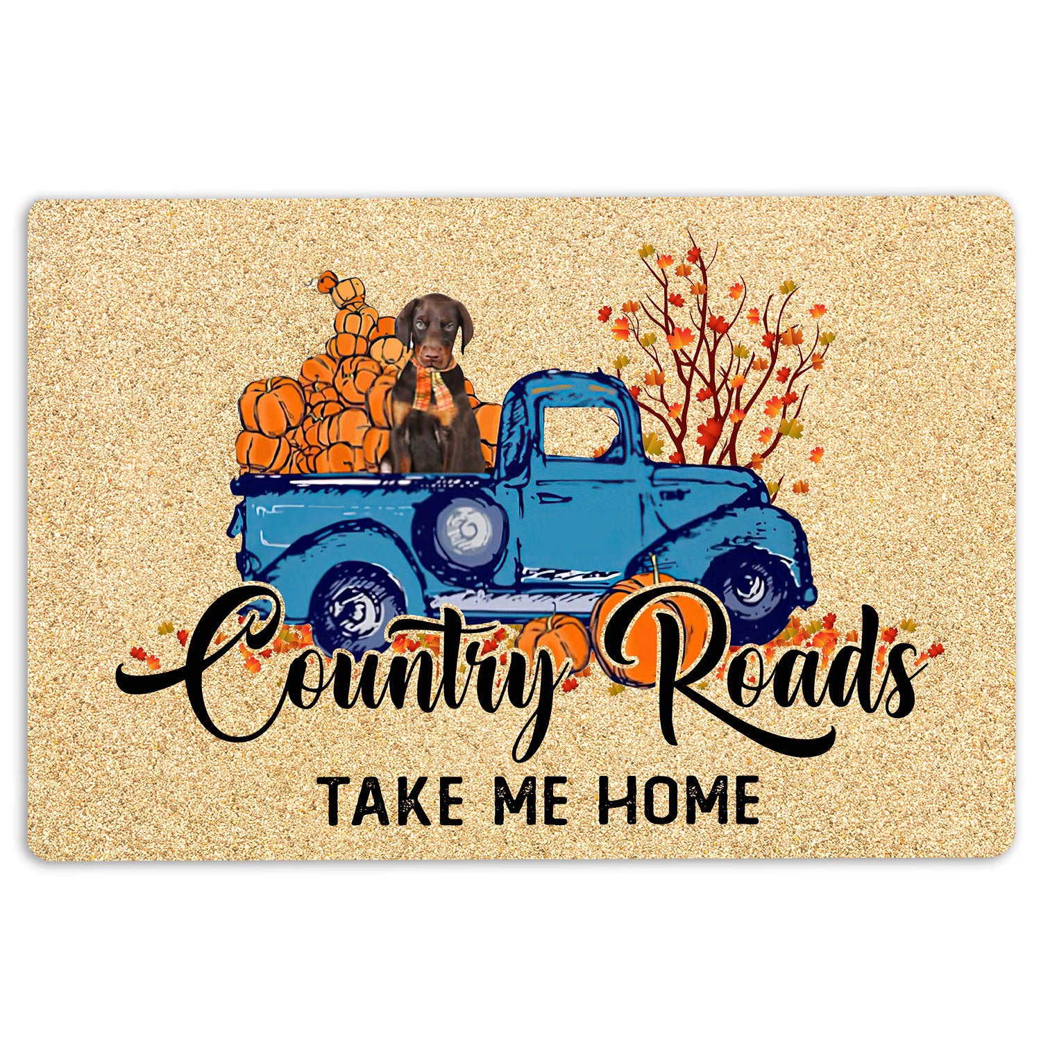 Ohaprints-Doormat-Outdoor-Indoor-Dobermann-Country-Road-Take-Me-Home-Fall-Pumpkins-Autumn-Rubber-Door-Mat-1850-18'' x 30''