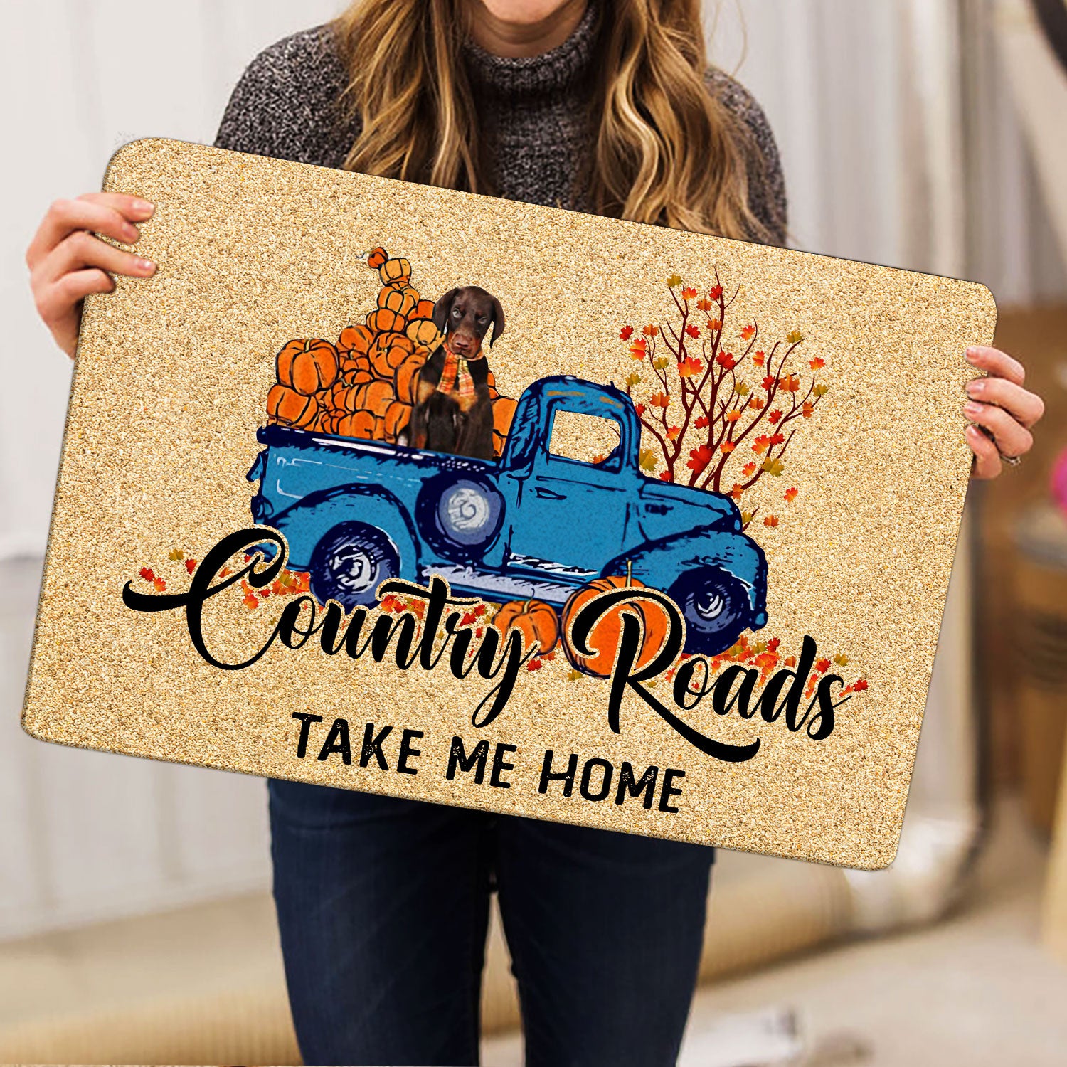 Ohaprints-Doormat-Outdoor-Indoor-Dobermann-Country-Road-Take-Me-Home-Fall-Pumpkins-Autumn-Rubber-Door-Mat-1850-