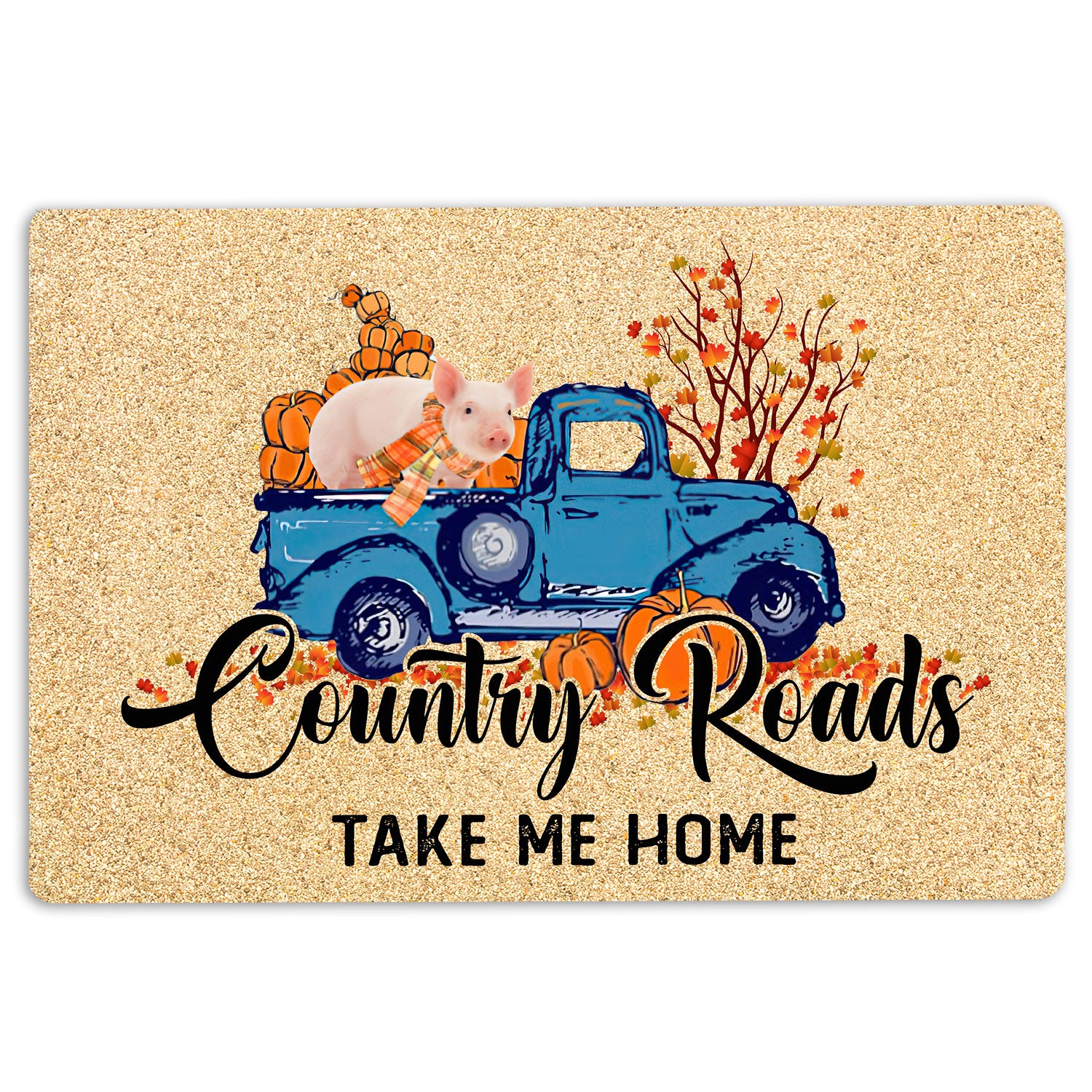 Ohaprints-Doormat-Outdoor-Indoor-Pig-Farm-Animal-Country-Road-Take-Me-Home-Fall-Pumpkins-Autumn-Rubber-Door-Mat-1855-18'' x 30''