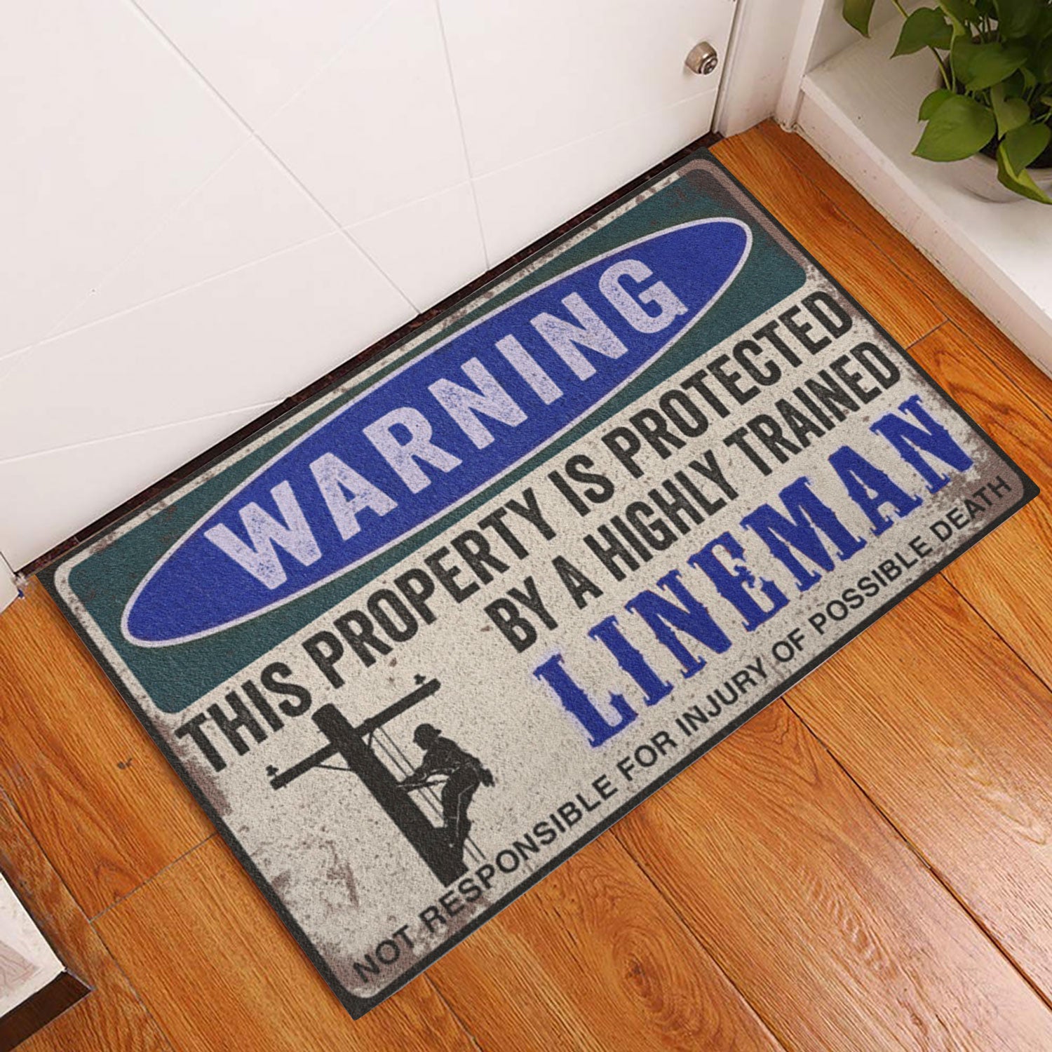 Ohaprints-Doormat-Outdoor-Indoor-Lineman-This-Property-Is-Protected-Electrician-Lineman-Rubber-Door-Mat-891-