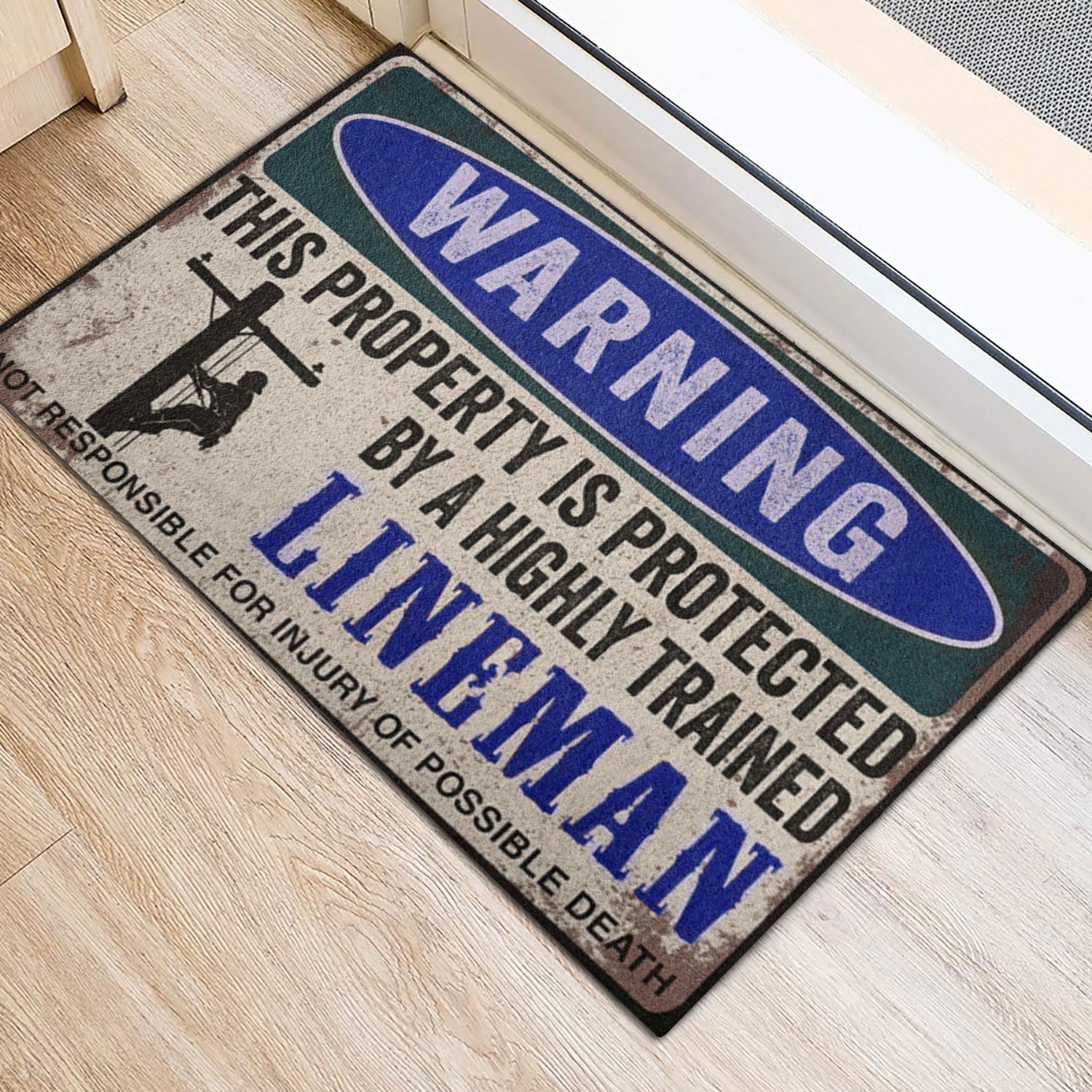 Ohaprints-Doormat-Outdoor-Indoor-Lineman-This-Property-Is-Protected-Electrician-Lineman-Rubber-Door-Mat-891-