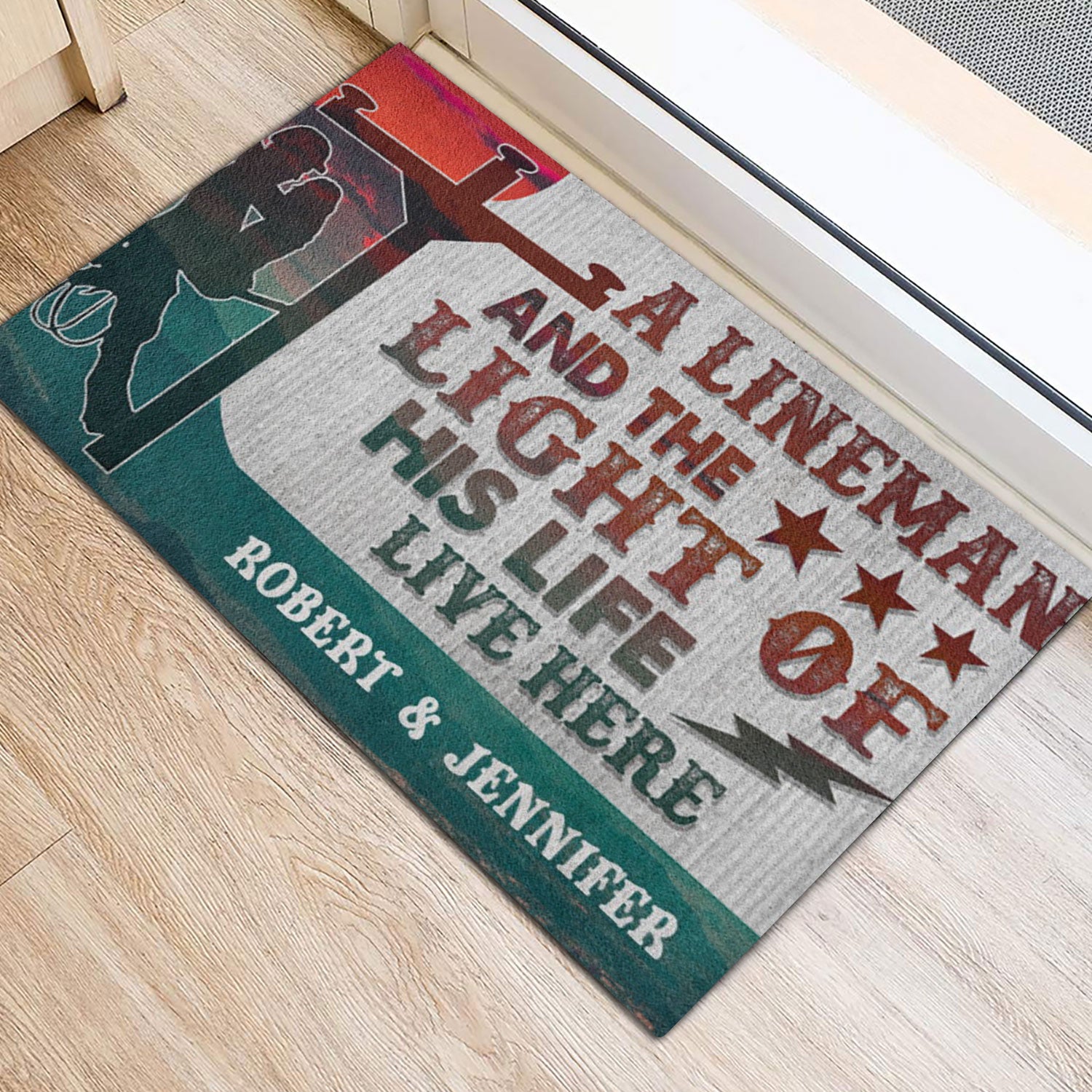 Ohaprints-Doormat-Outdoor-Indoor-Lineman-The-Light-Of-His-Life-Live-Here-Custom-Personalized-Name-Rubber-Door-Mat-894-