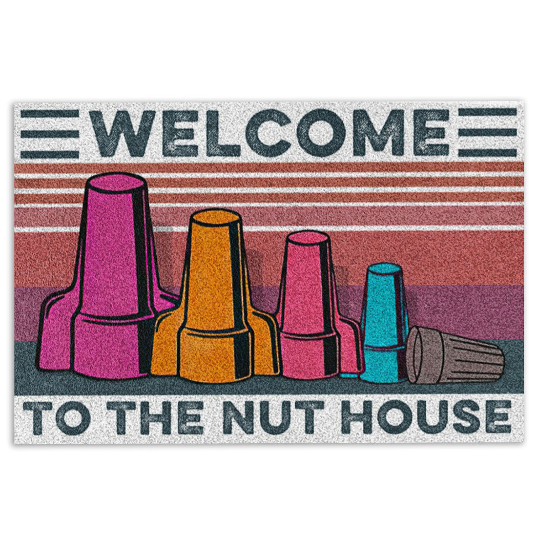 Ohaprints-Doormat-Outdoor-Indoor-Lineman-Welcome-To-The-Nut-House-Electrician-Lineman-Rubber-Door-Mat-896-18'' x 30''