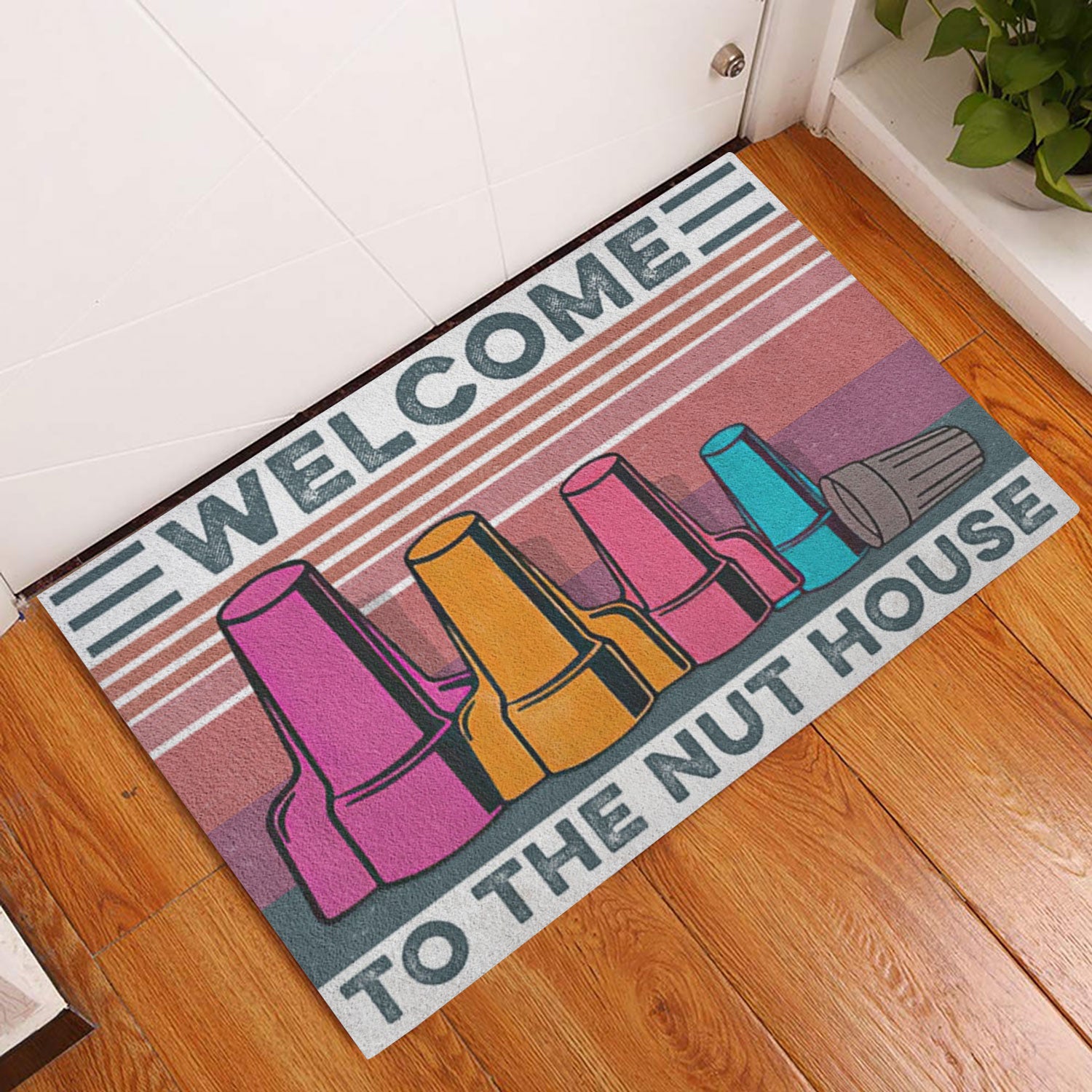 Ohaprints-Doormat-Outdoor-Indoor-Lineman-Welcome-To-The-Nut-House-Electrician-Lineman-Rubber-Door-Mat-896-