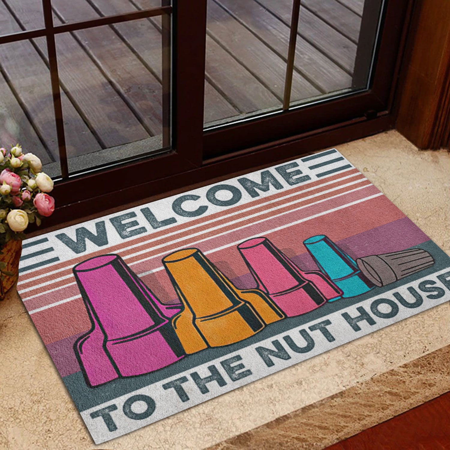 Ohaprints-Doormat-Outdoor-Indoor-Lineman-Welcome-To-The-Nut-House-Electrician-Lineman-Rubber-Door-Mat-896-