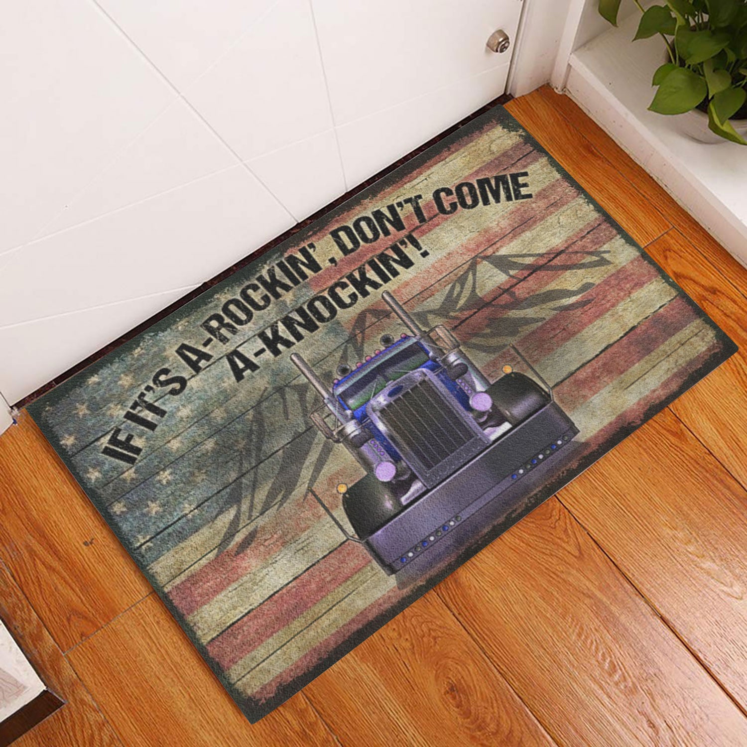 Ohaprints-Doormat-Outdoor-Indoor-Trucker-If-It'S-A-Rockin'-Don'T-Come-A-Knockin-Truck-Driver-Rubber-Door-Mat-902-