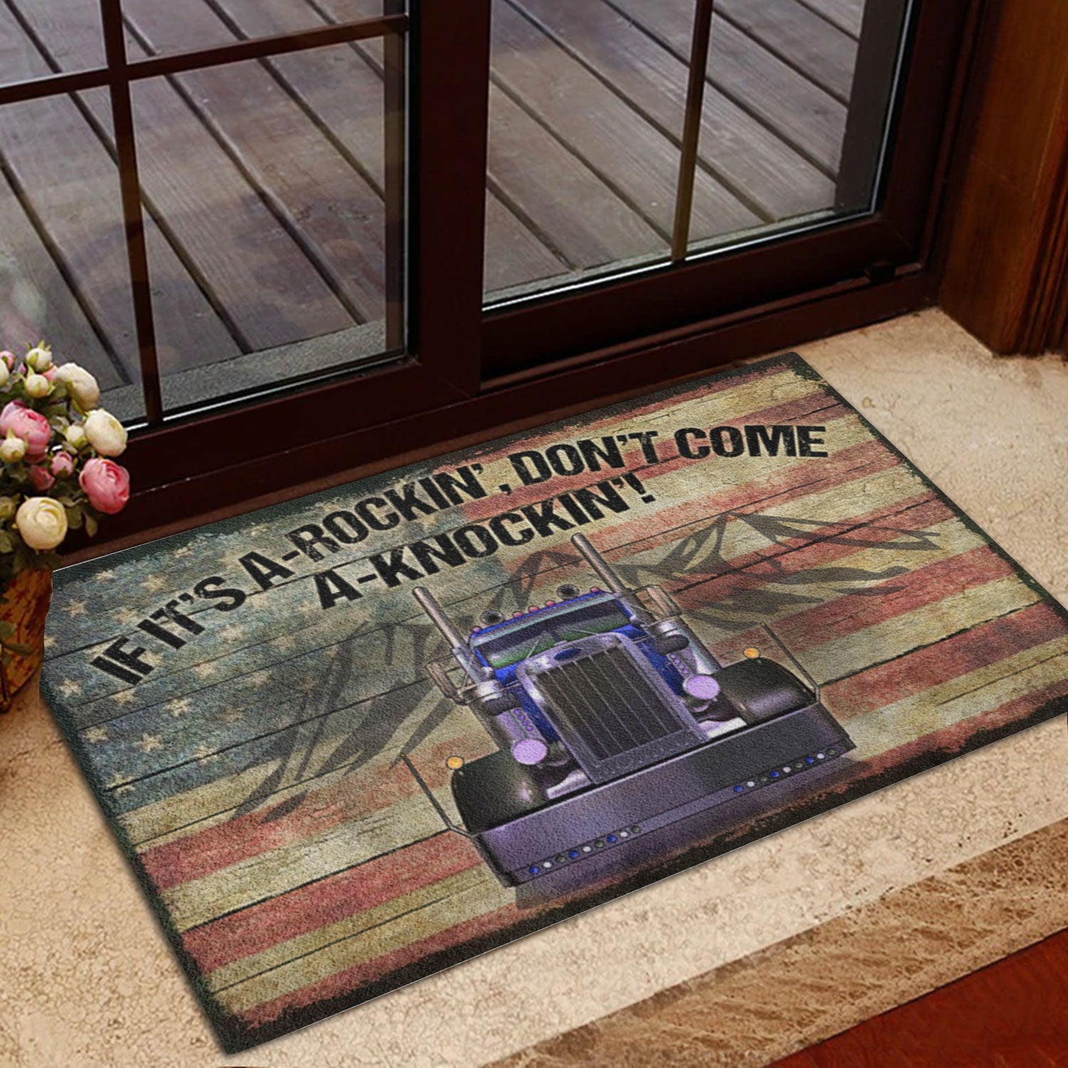 Ohaprints-Doormat-Outdoor-Indoor-Trucker-If-It'S-A-Rockin'-Don'T-Come-A-Knockin-Truck-Driver-Rubber-Door-Mat-902-