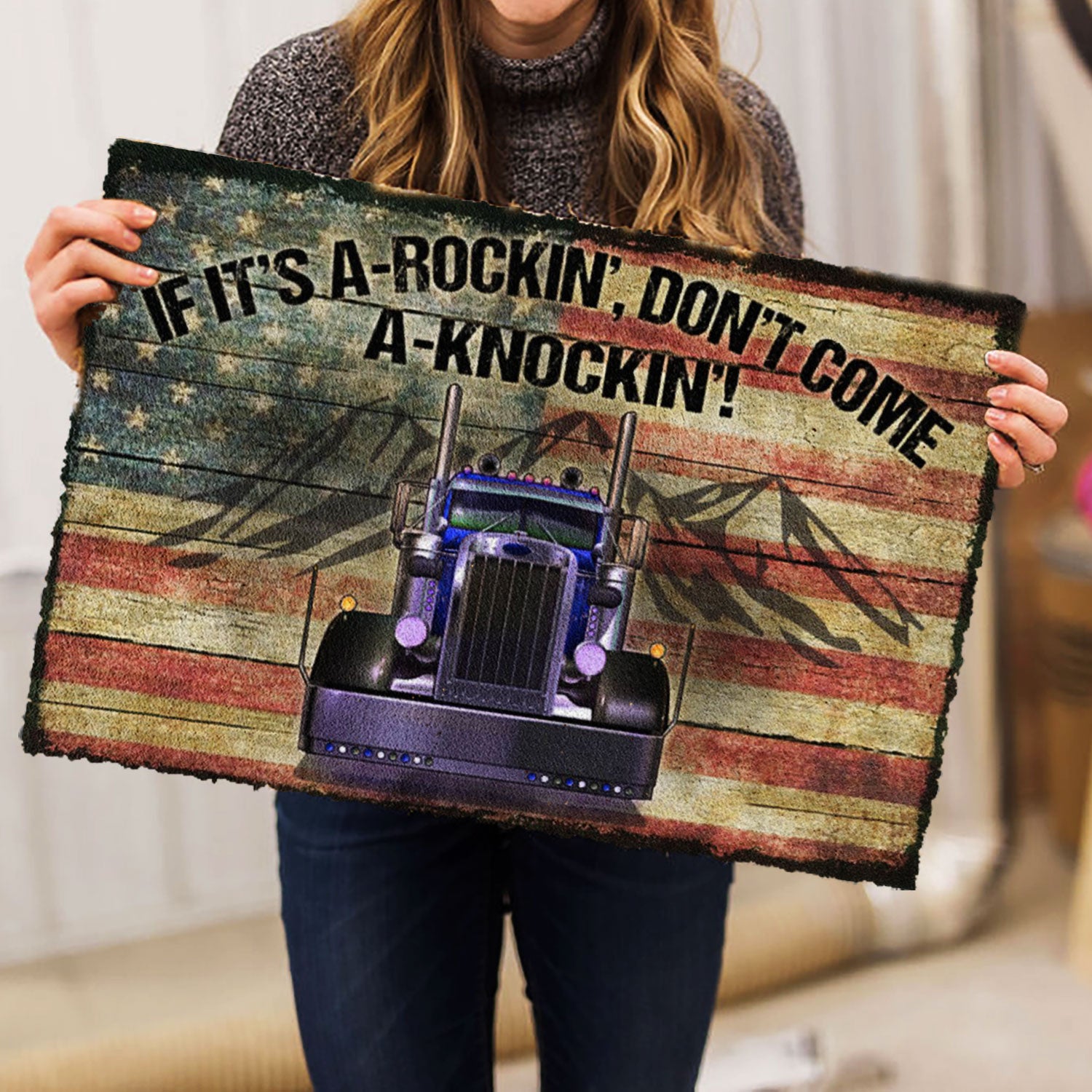 Ohaprints-Doormat-Outdoor-Indoor-Trucker-If-It'S-A-Rockin'-Don'T-Come-A-Knockin-Truck-Driver-Rubber-Door-Mat-902-