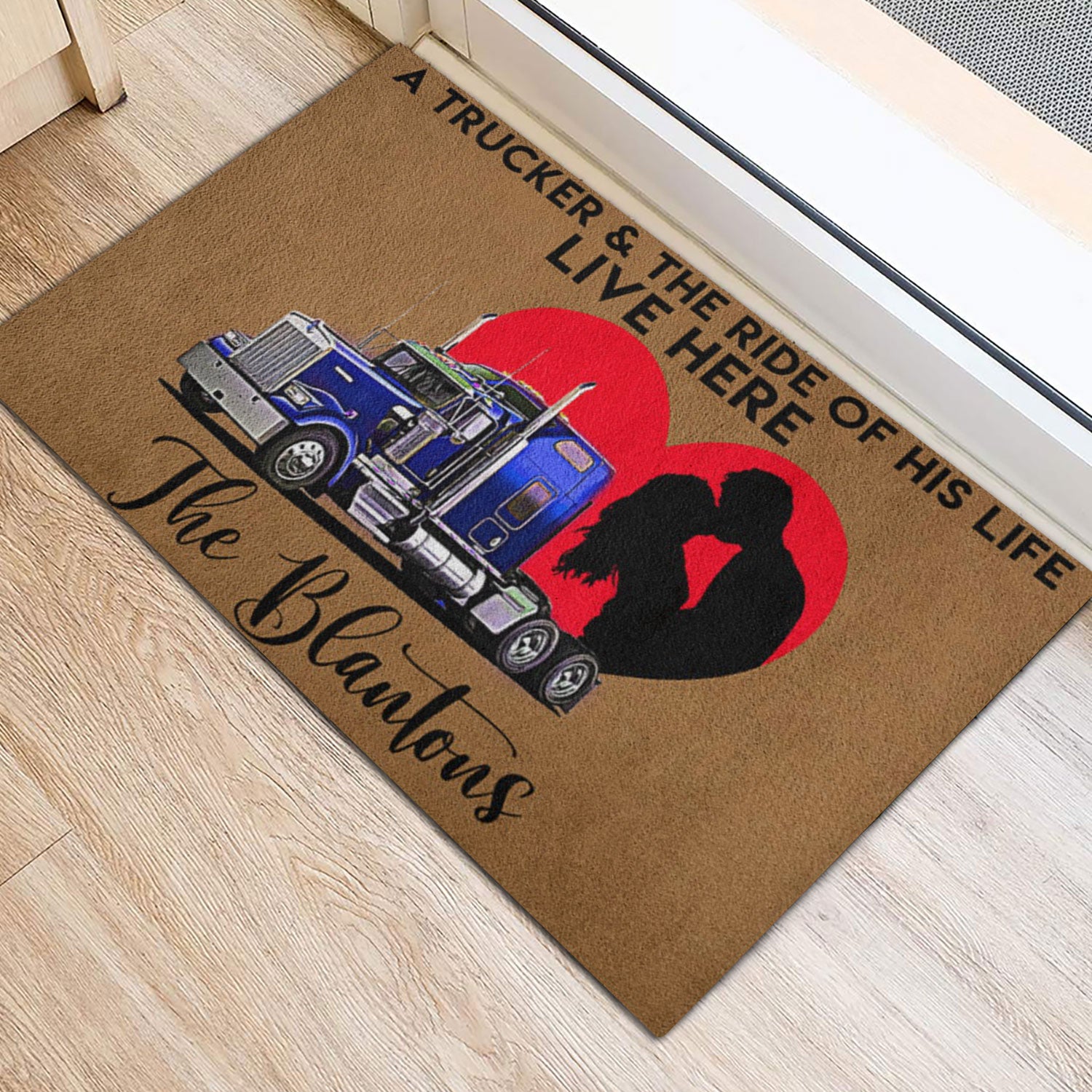 Ohaprints-Doormat-Outdoor-Indoor-Trucker-And-The-Ride-Of-His-Life-Here-Custom-Personalized-Name-Rubber-Door-Mat-903-