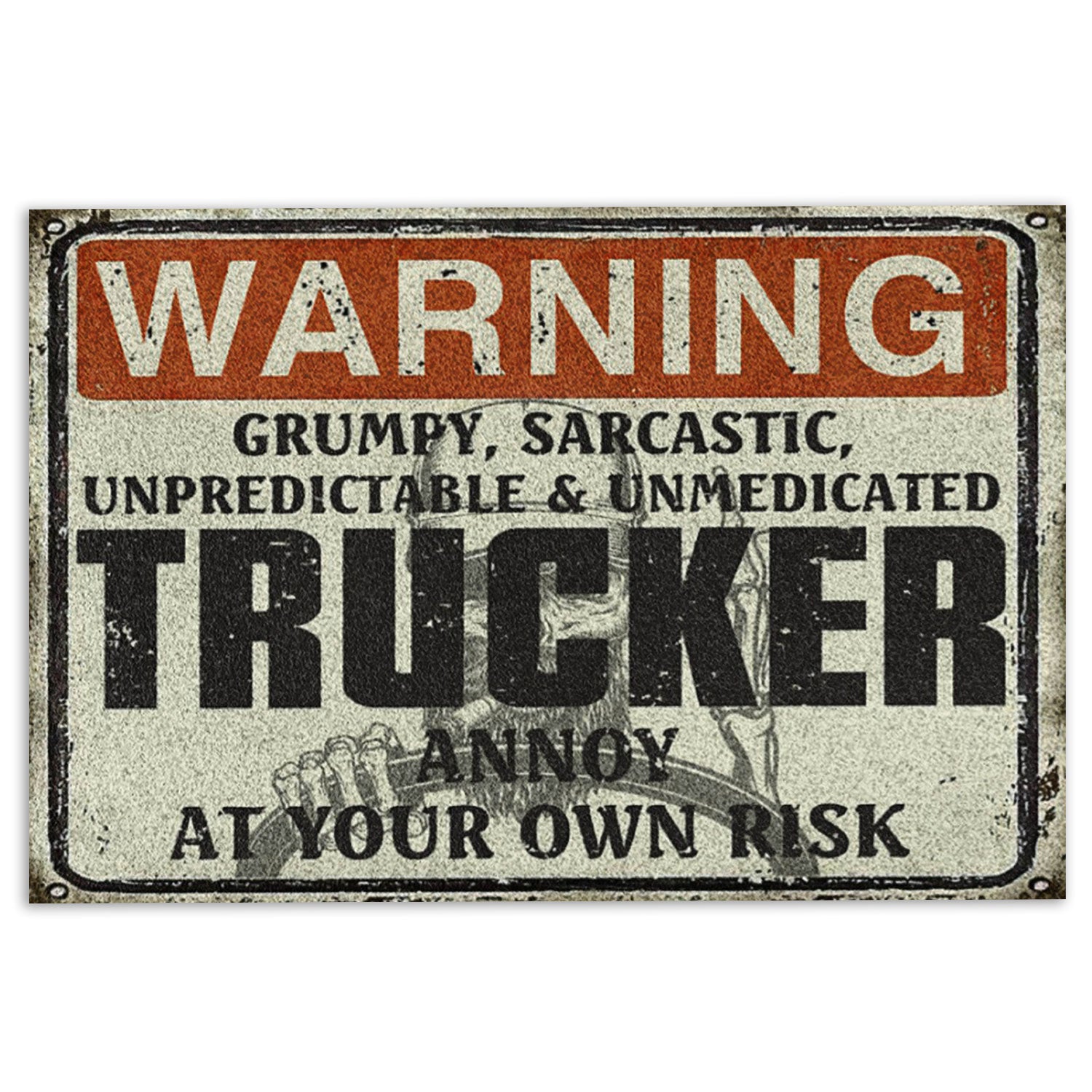 Ohaprints-Doormat-Outdoor-Indoor-Trucker-Warning-Grumpy-Sarcastic-Truck-Driver-Rubber-Door-Mat-909-18'' x 30''