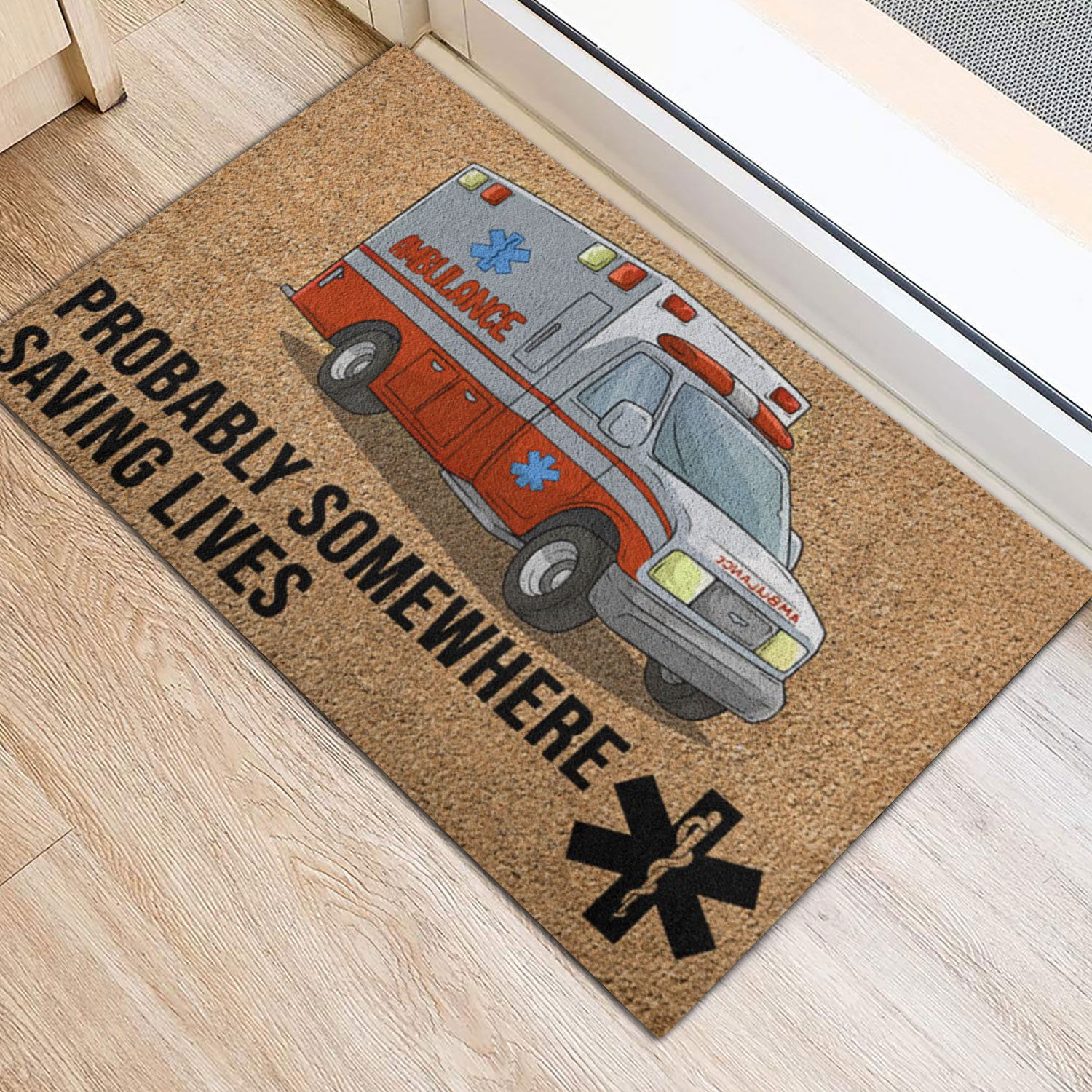 Ohaprints Doormat Outdoor Indoor Emt Paramedic Probably Somewhere