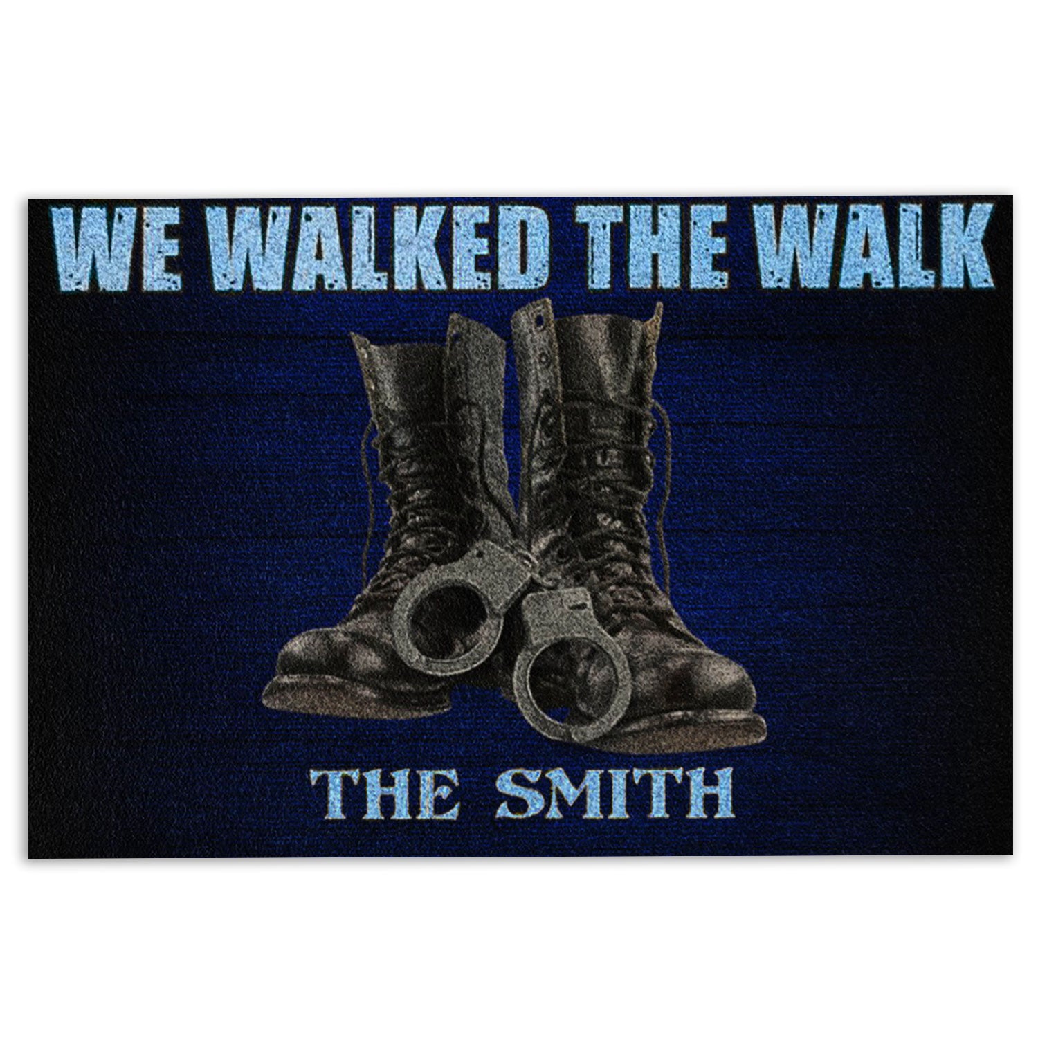 Ohaprints-Doormat-Outdoor-Indoor-Police-We-Walked-The-Walk-Blue-Line-Custom-Personalized-Name-Rubber-Door-Mat-916-18'' x 30''