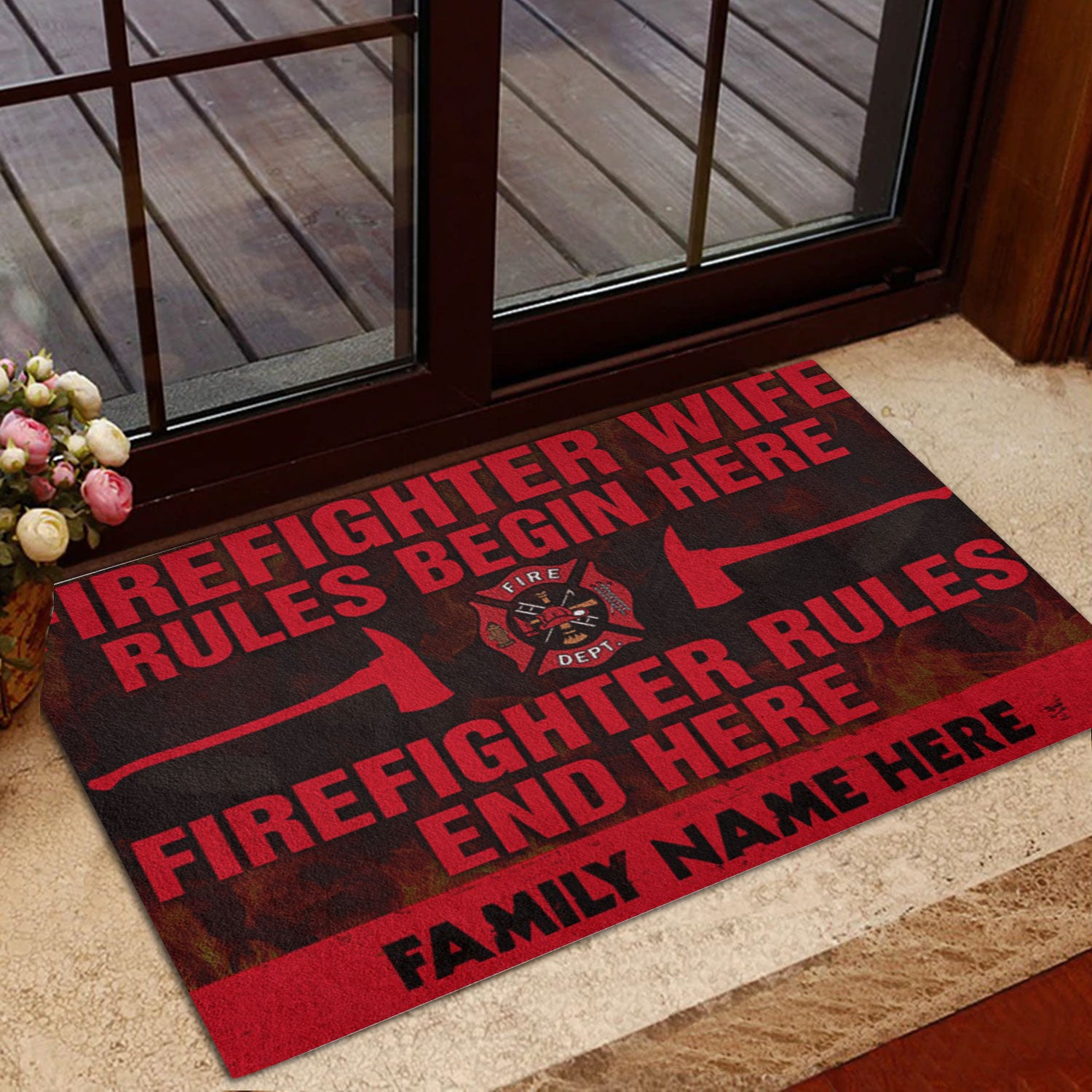 Ohaprints-Doormat-Outdoor-Indoor-Firefighter-Wife-Rules-Begin-Here-Custom-Personalized-Name-Rubber-Door-Mat-918-