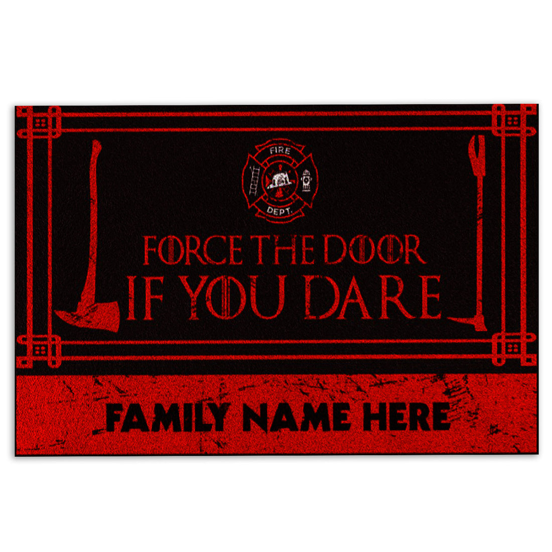 Ohaprints-Doormat-Outdoor-Indoor-Firefighter-Force-The-Door-Red-Line-Custom-Personalized-Name-Rubber-Door-Mat-919-18'' x 30''