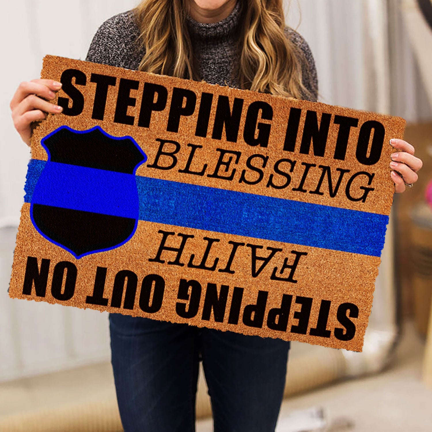 Ohaprints-Doormat-Outdoor-Indoor-Police-Stepping-Into-Blessing-Thin-Blue-Line-Rubber-Door-Mat-924-