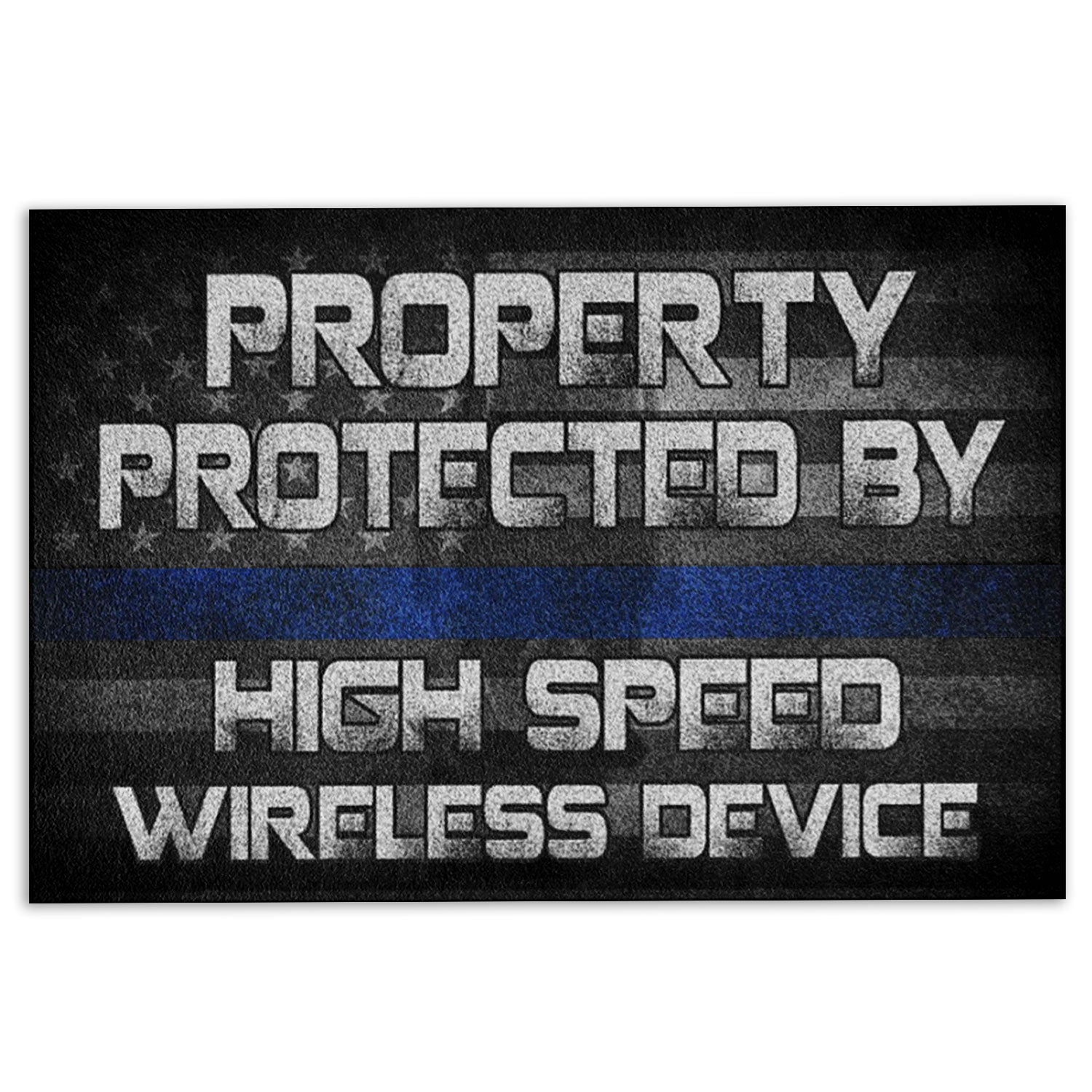 Ohaprints-Doormat-Outdoor-Indoor-Police-Property-Protected-By-High-Speed-Thin-Blue-Line-Rubber-Door-Mat-936-18'' x 30''