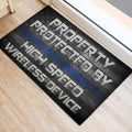 Ohaprints-Doormat-Outdoor-Indoor-Police-Property-Protected-By-High-Speed-Thin-Blue-Line-Rubber-Door-Mat-936-