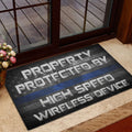 Ohaprints-Doormat-Outdoor-Indoor-Police-Property-Protected-By-High-Speed-Thin-Blue-Line-Rubber-Door-Mat-936-