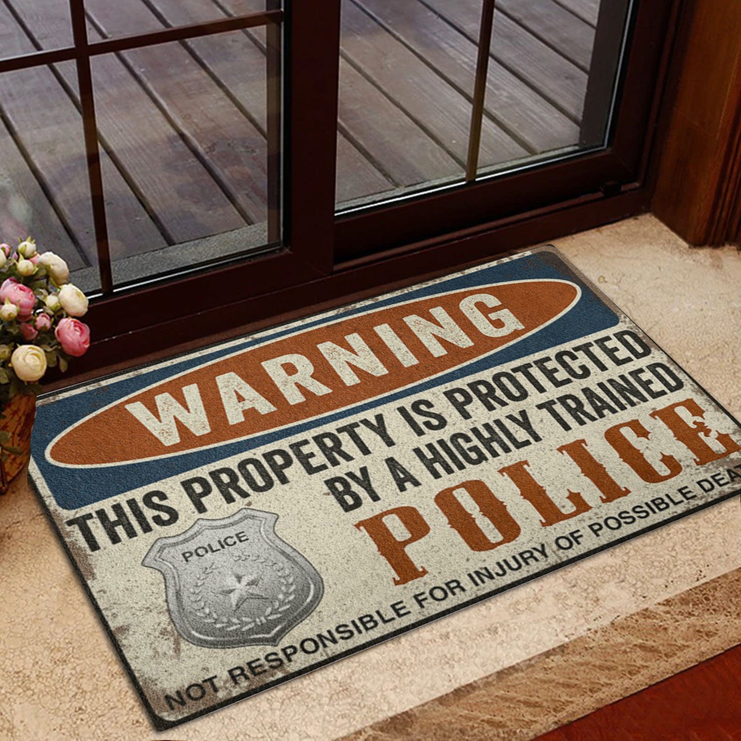 Ohaprints-Doormat-Outdoor-Indoor-Police-This-Property-Is-Protected-Thin-Blue-Line-Rubber-Door-Mat-938-