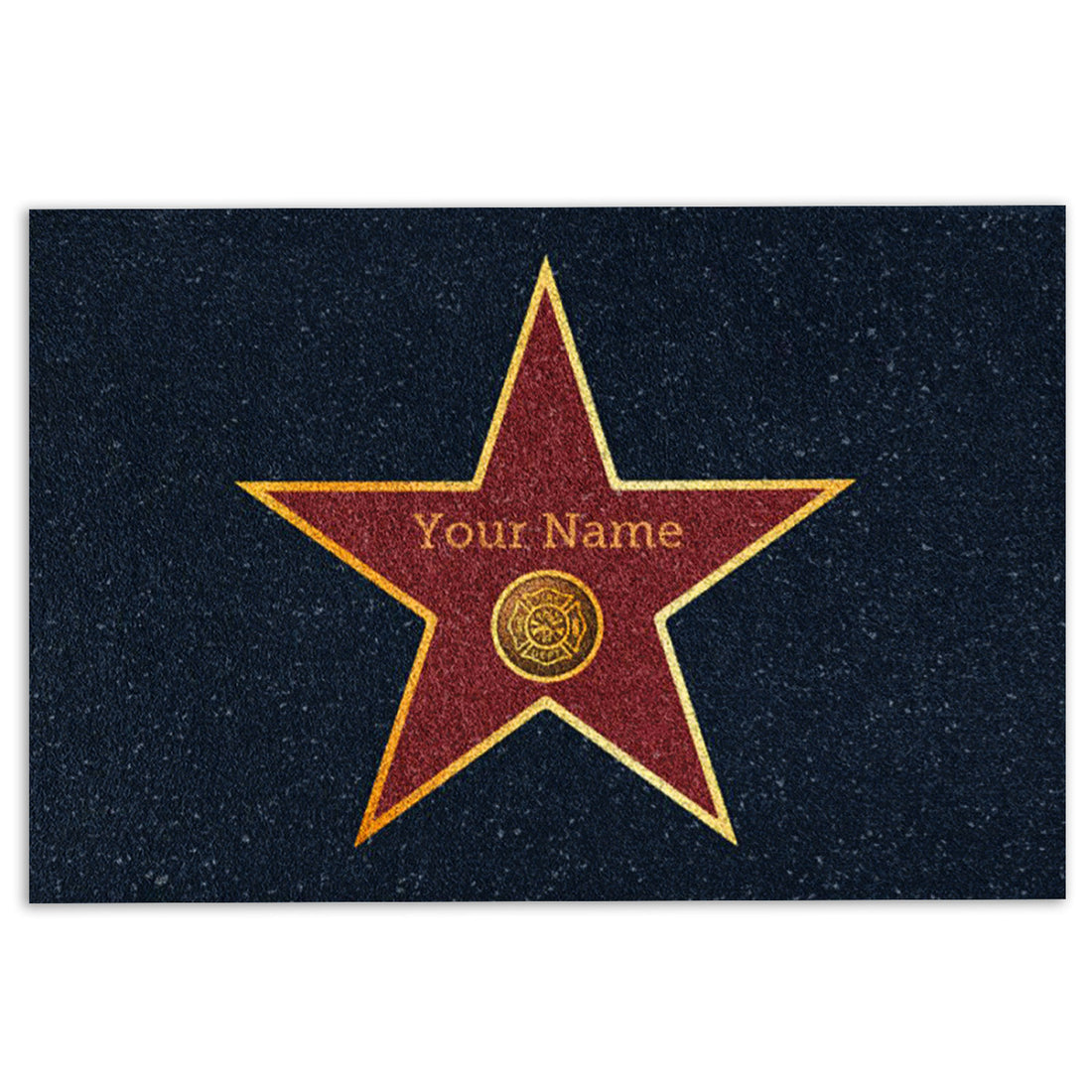 Ohaprints-Doormat-Outdoor-Indoor-Firefighter-Star-Thin-Red-Line-Fireman-Custom-Personalized-Name-Rubber-Door-Mat-941-18'' x 30''