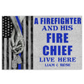 Ohaprints-Doormat-Outdoor-Indoor-Firefighter--His-Fire-Chief-Live-Here-Custom-Personalized-Name-Rubber-Door-Mat-942-18'' x 30''