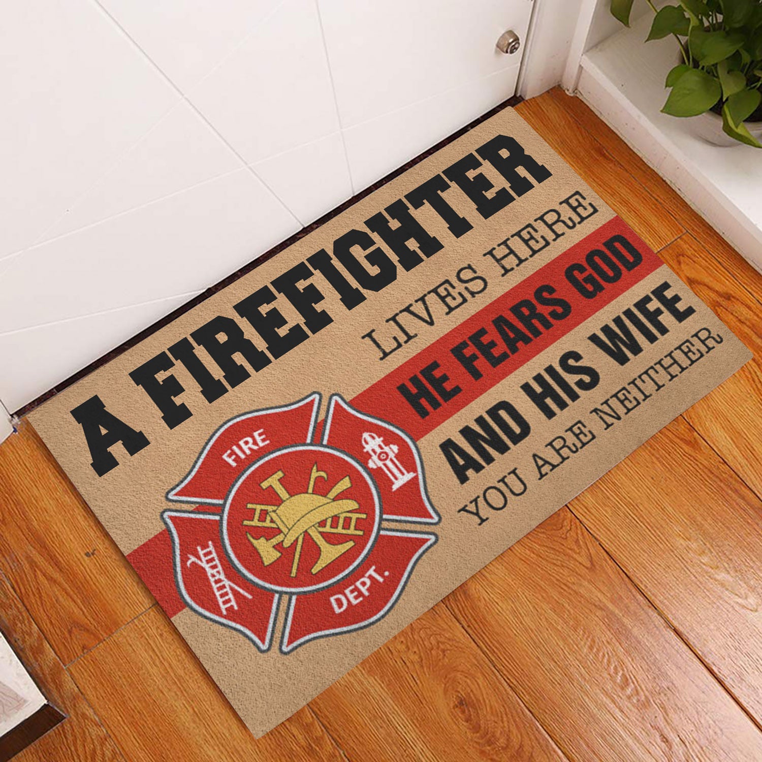 Ohaprints-Doormat-Outdoor-Indoor-Firefighter-Lives-Here-He-Fears-God-And-His-Wife-Rubber-Door-Mat-945-