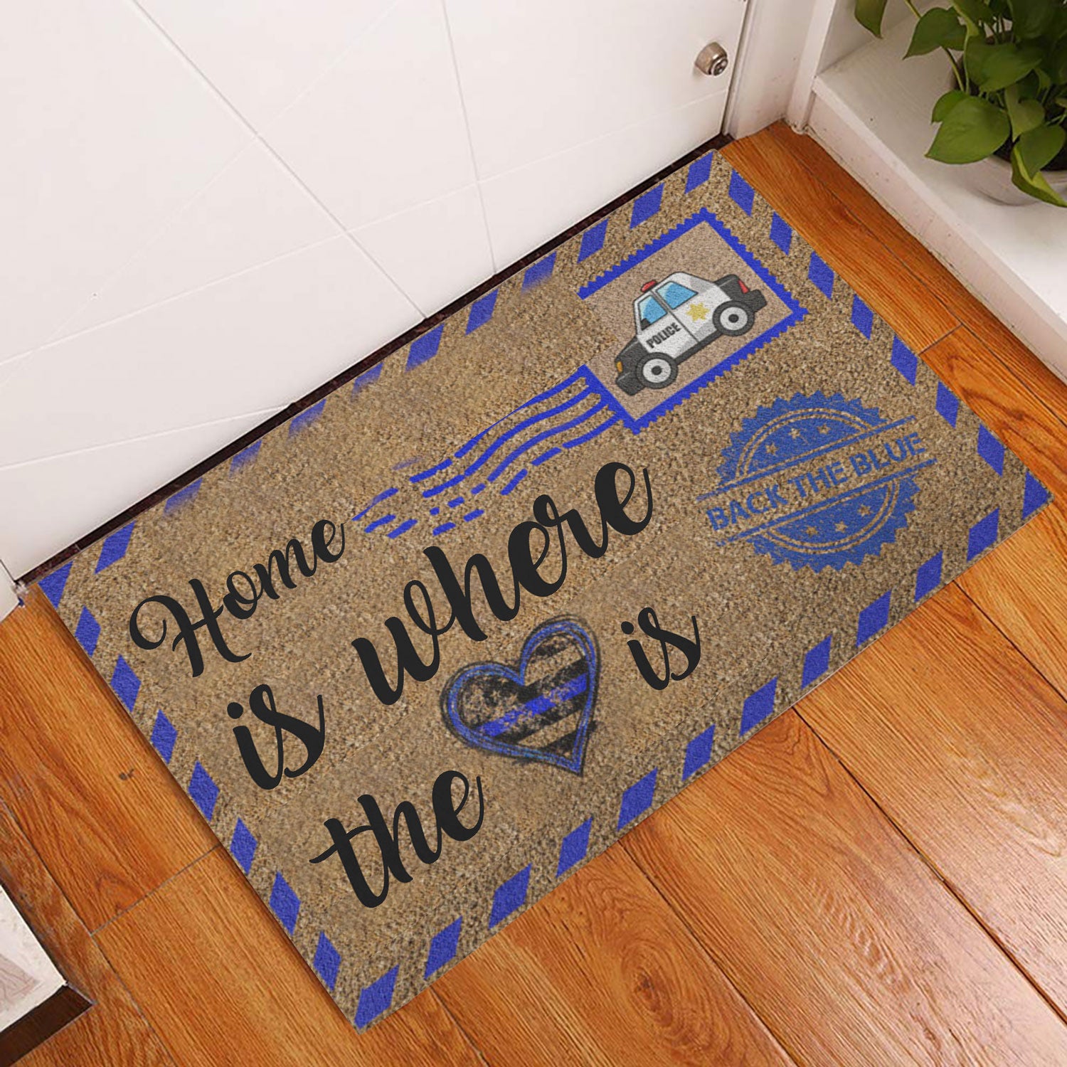 Ohaprints-Doormat-Outdoor-Indoor-Police-Home-Is-Where-The-Heart-Is-Thin-Blue-Line-Rubber-Door-Mat-947-