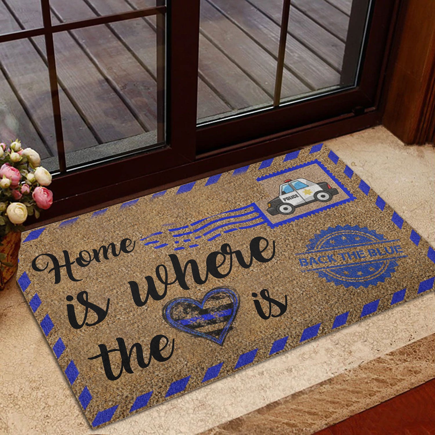 Ohaprints-Doormat-Outdoor-Indoor-Police-Home-Is-Where-The-Heart-Is-Thin-Blue-Line-Rubber-Door-Mat-947-