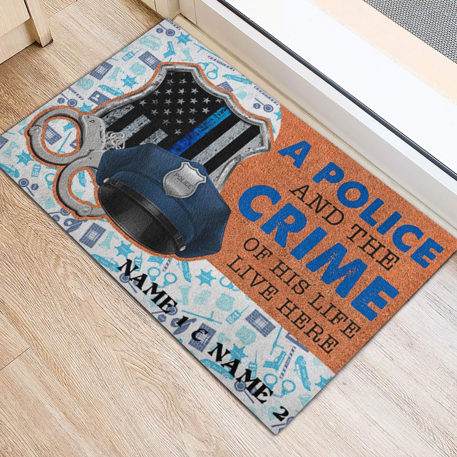 Ohaprints-Doormat-Outdoor-Indoor-Police-And-The-Crime-Of-His-Life-Custom-Personalized-Name-Rubber-Door-Mat-948-