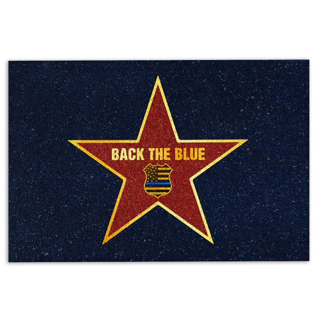 Ohaprints-Doormat-Outdoor-Indoor-Police-Star-Back-The-Blue-Thin-Blue-Line-Rubber-Door-Mat-949-18'' x 30''