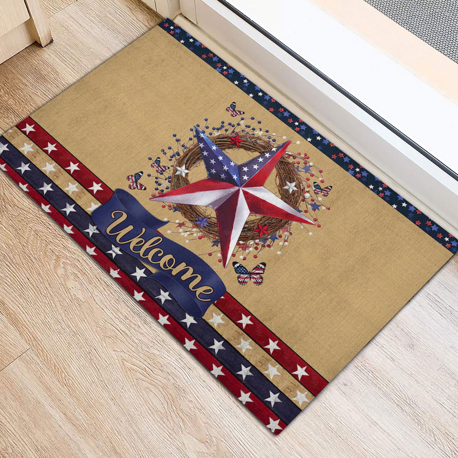 Ohaprints-Doormat-Outdoor-Indoor-American-Stars-Welcome-Fourth-Of-July-Independence-Patriotic-Rubber-Door-Mat-951-