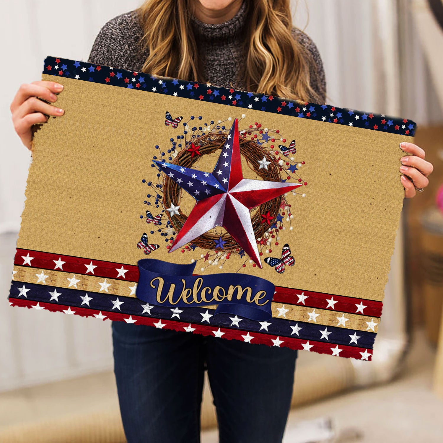 Ohaprints-Doormat-Outdoor-Indoor-American-Stars-Welcome-Fourth-Of-July-Independence-Patriotic-Rubber-Door-Mat-951-