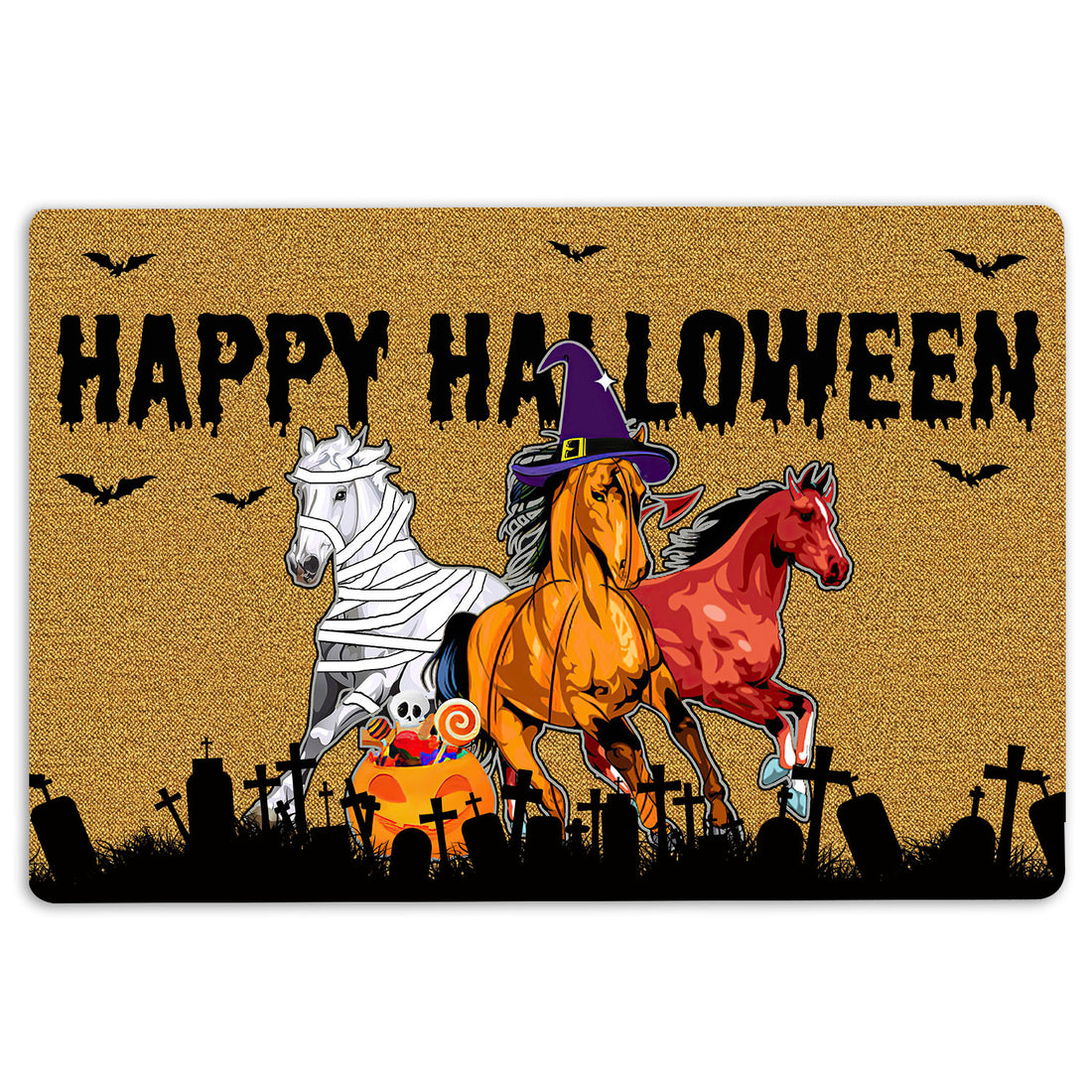 Ohaprints-Doormat-Outdoor-Indoor-Happy-Halloween-Horse-Happy-Halloween-Horses-Lover-Rubber-Door-Mat-1958-18'' x 30''