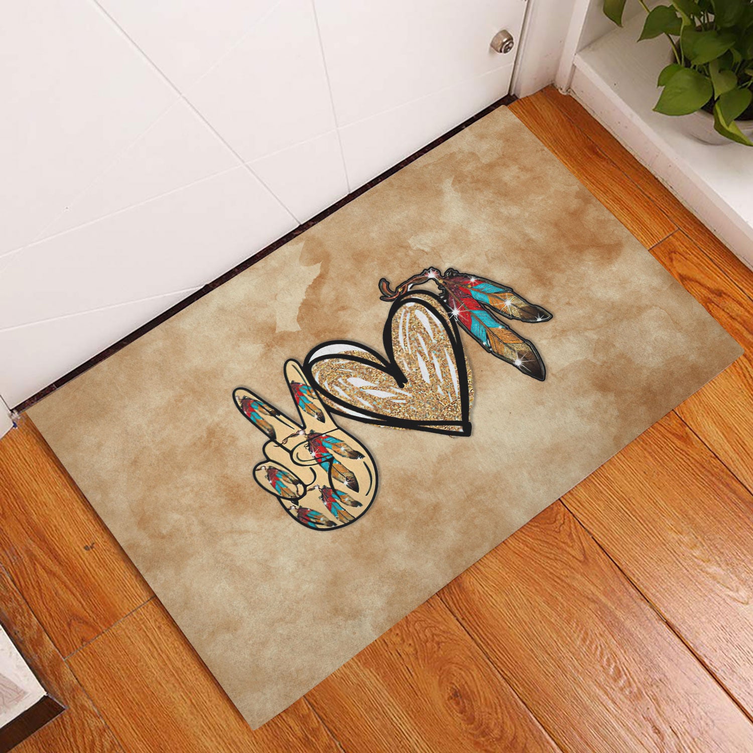 Ohaprints-Doormat-Outdoor-Indoor-Peace-Love-Native-American-Feather-Indigenous-Us-Indian-Rubber-Door-Mat-990-