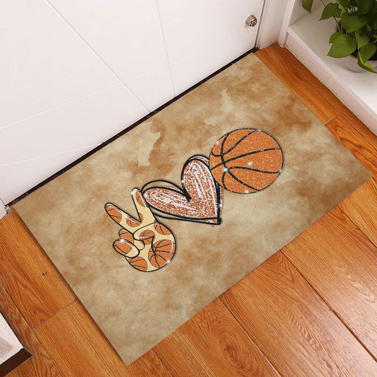 Ohaprints-Doormat-Outdoor-Indoor-Peace-Love-Basketball-Glitter-Rubber-Door-Mat-993-